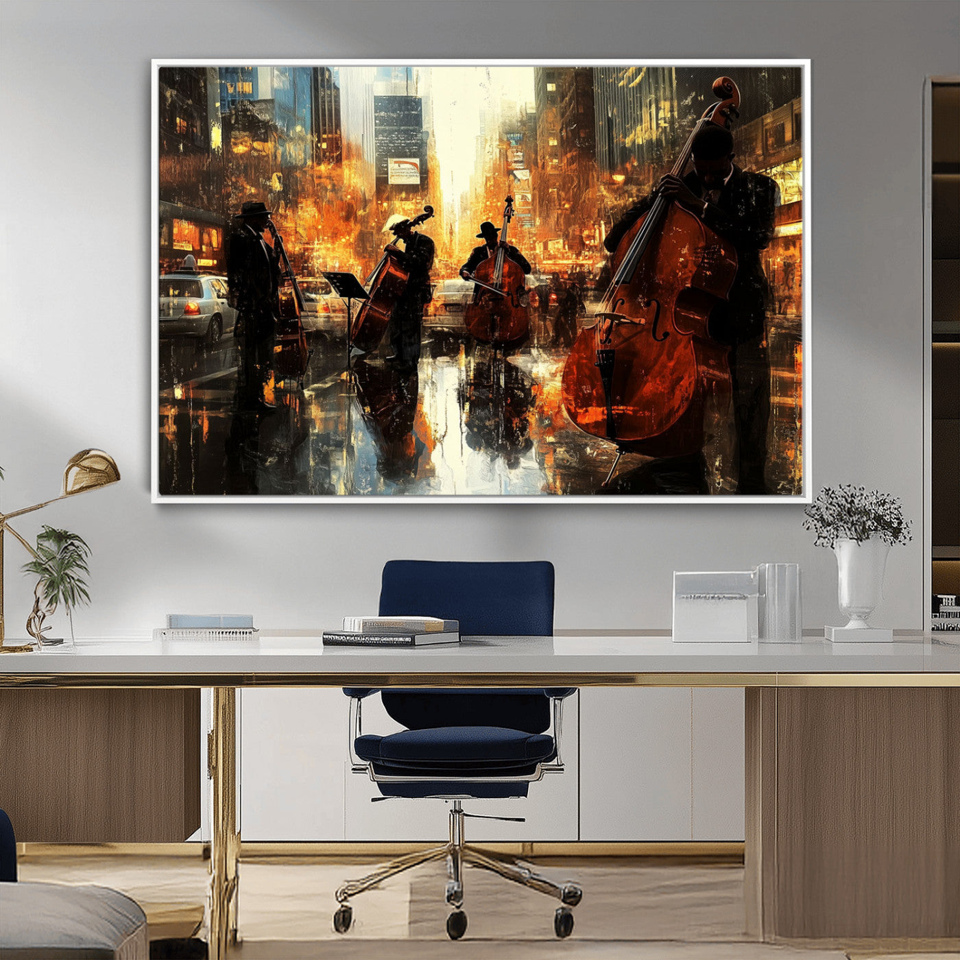 -African American Abstract Jazz Wall Art - Framed Abstract Music Canvas - Colorful Instrument Canvsa
