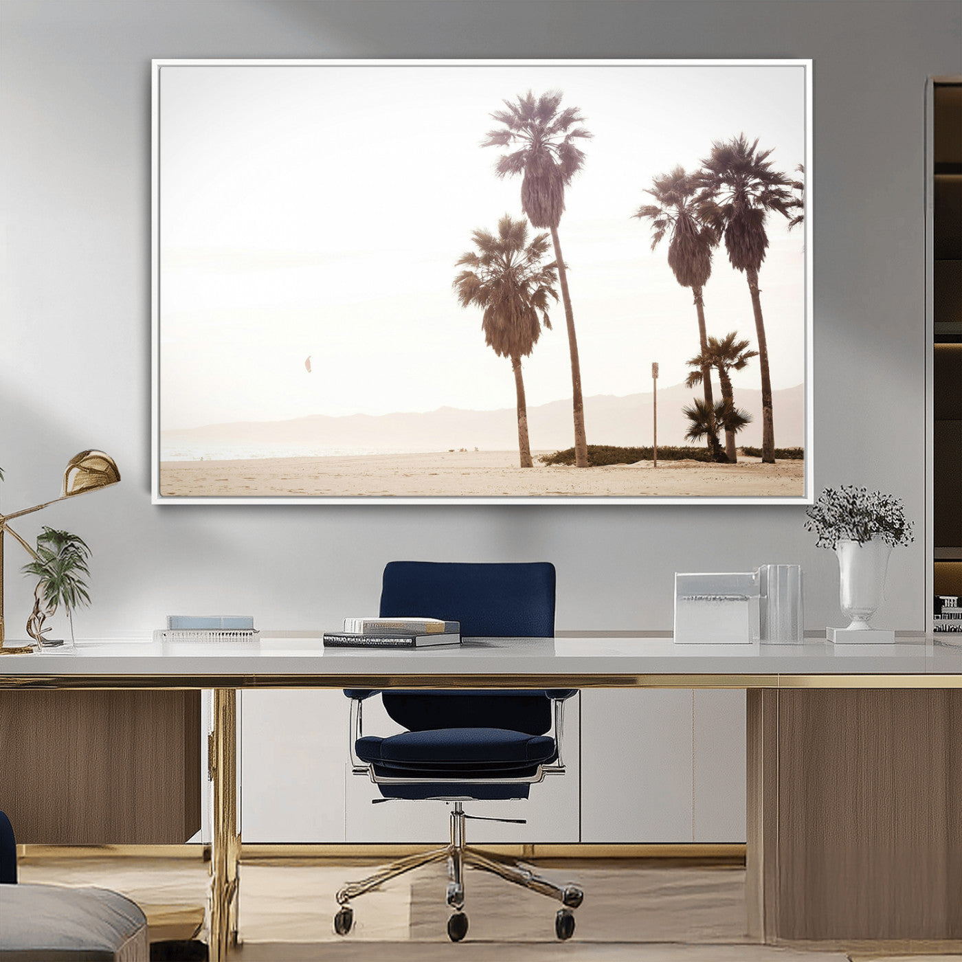 -Coastal Light Wall Art Canvas Print – Relaxing Shoreline Minimalist Ocean Tropical Serenity Artwork for Home, Office