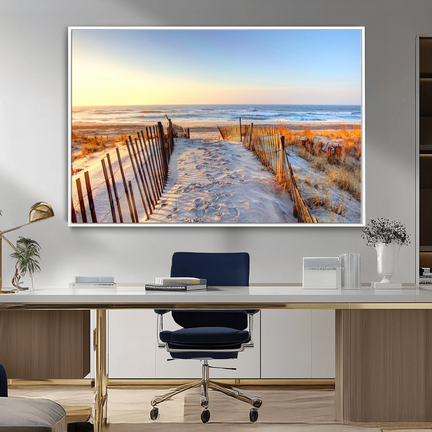 73351887-MGV-CV-36X24-Ocean Sunset Wall Art Canvas Print – Nautical Beach Photography Summer Coastal Serenity Artwork for Home, Office