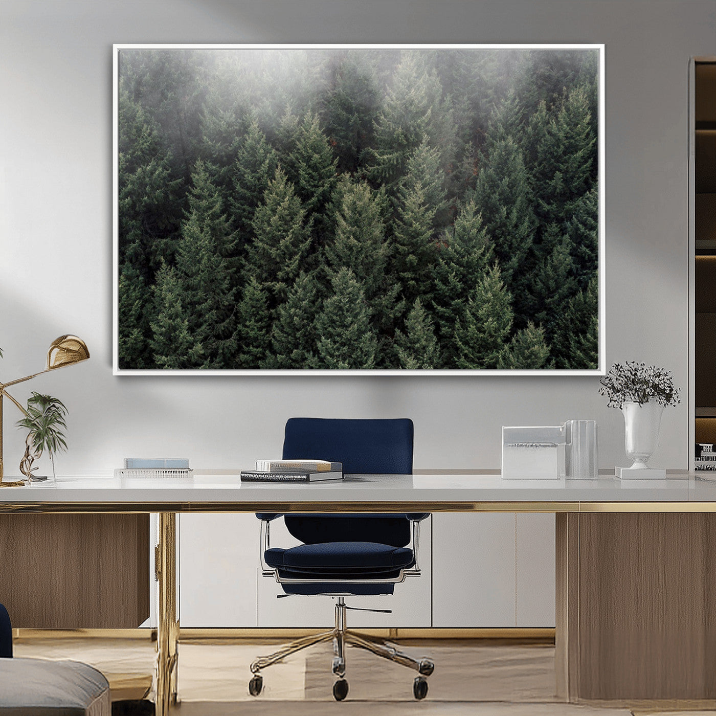 -Dense Evergreen Forest Misty Morning Fog Pine Trees Woodland Nature Landscape Calm Peaceful Scenic