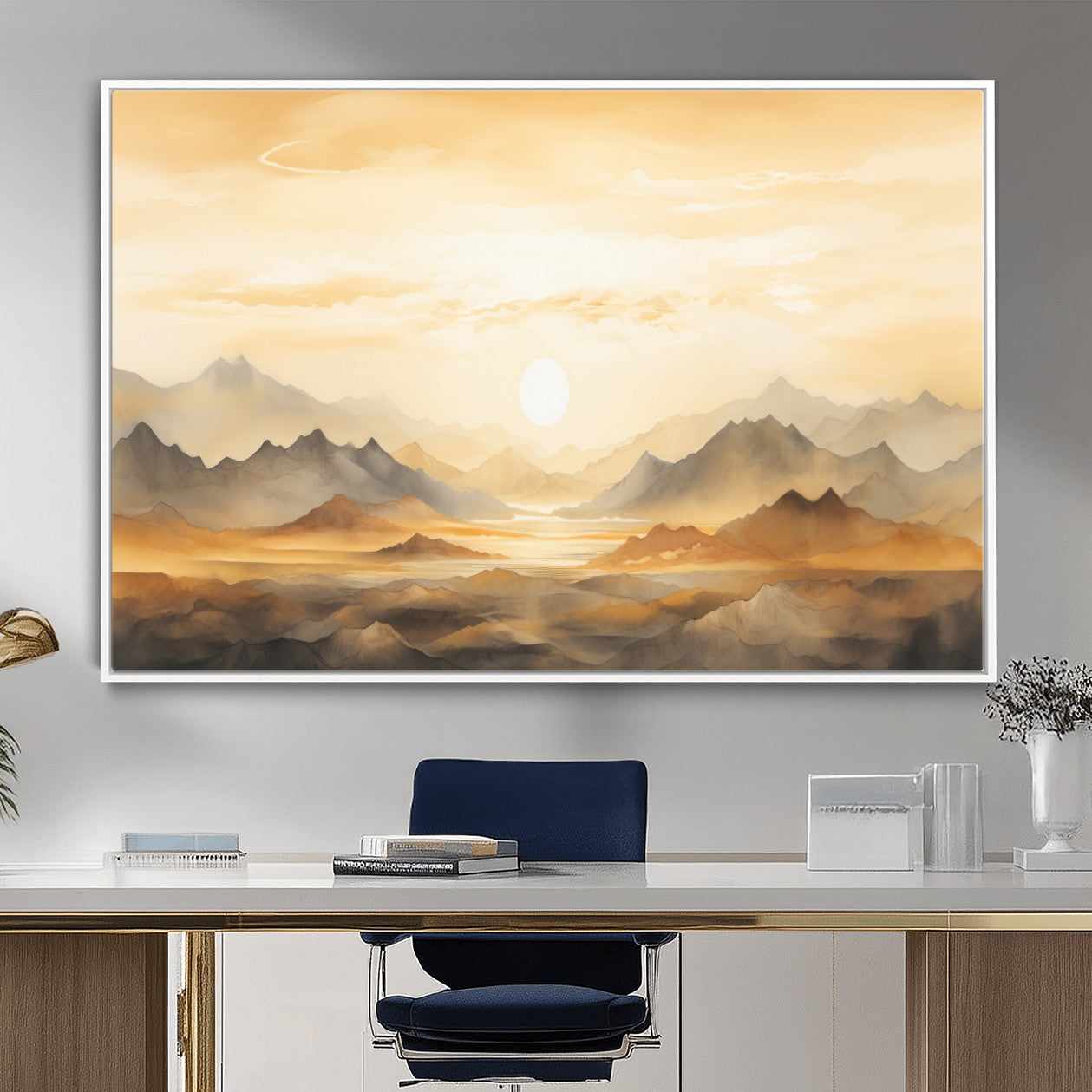 Nihat1-29-MGV-CV-36X24-Sepia Color Abstract Mountain Wall Art Canvas Print