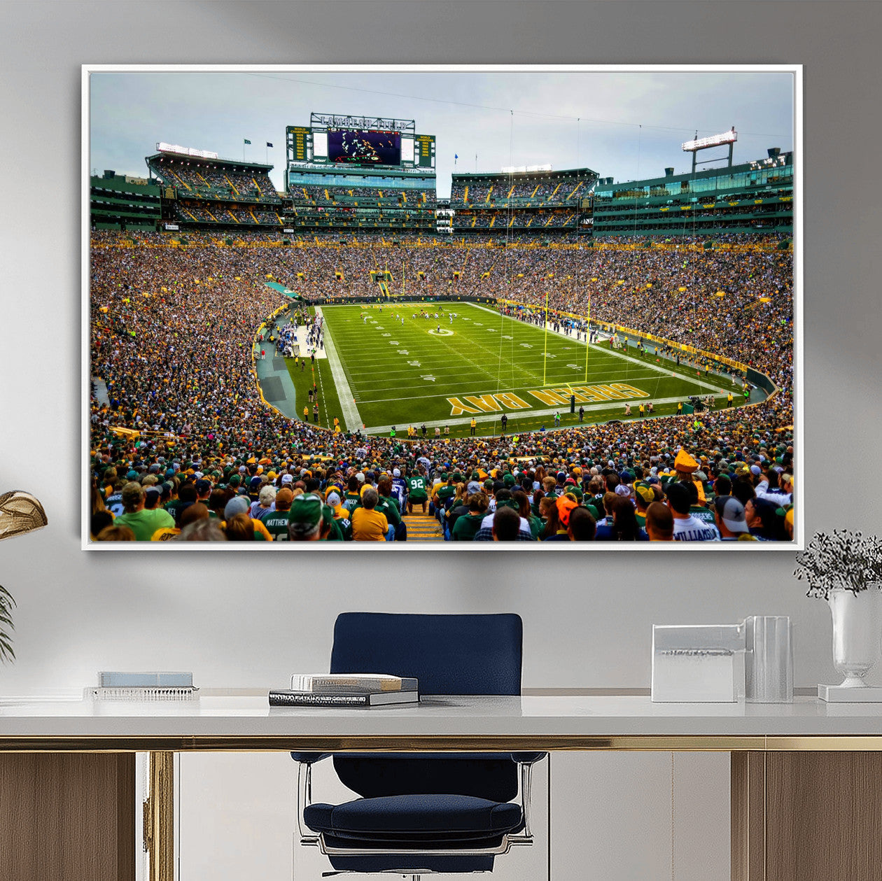 GBP101-MGV-FC-36X24 - Green Bay Packers Lambeau Field Stadium Wall Art Canvas Print, Iconic NFL Football Stadium Artwork, Wisconsin Sports Home Decor