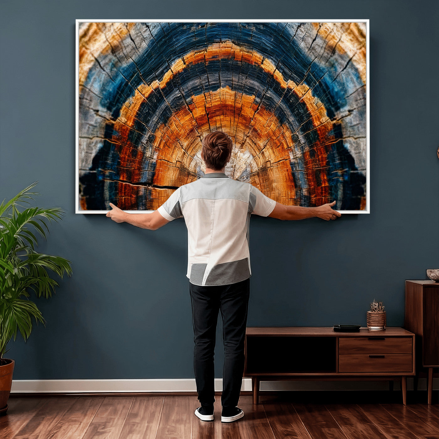 92693966N-MGV-CV-36X24 - Abstract Wood Grain Canvas Print, Tree Ring Pattern Wall Art, Framed Canvas Ready to Hang