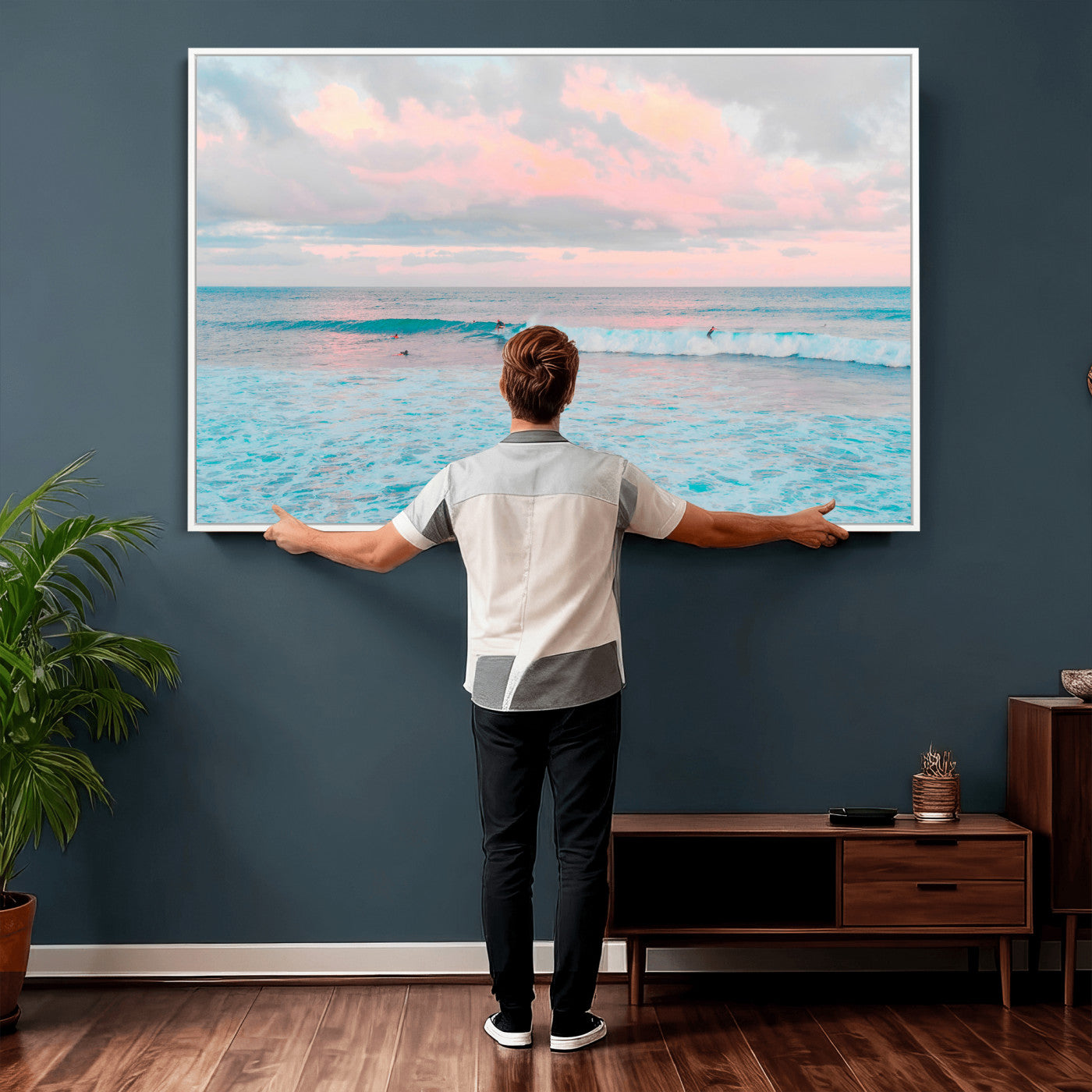 73216461-MGV-CV-36X24 - Ocean Wave Wall Art Canvas Print, Pastel Surf Seascape Photography, Coastal Beach Wall Decor