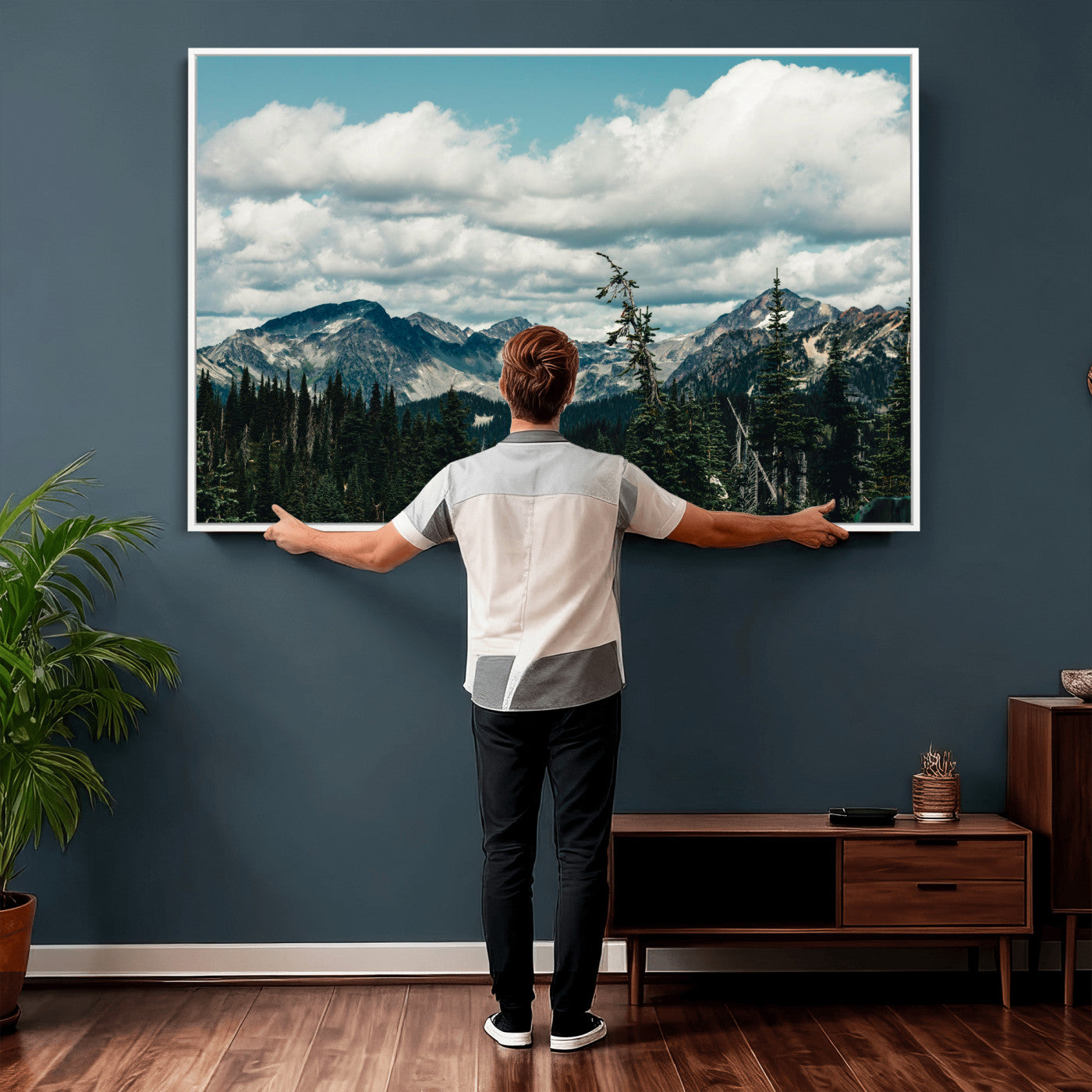 30416773-MGV-CV-36X24 - Mountain Forest Wall Art Canvas Print, Alpine Pine Tree Landscape Photography, Scenic Wilderness Mountain View, Nature Wall Decor