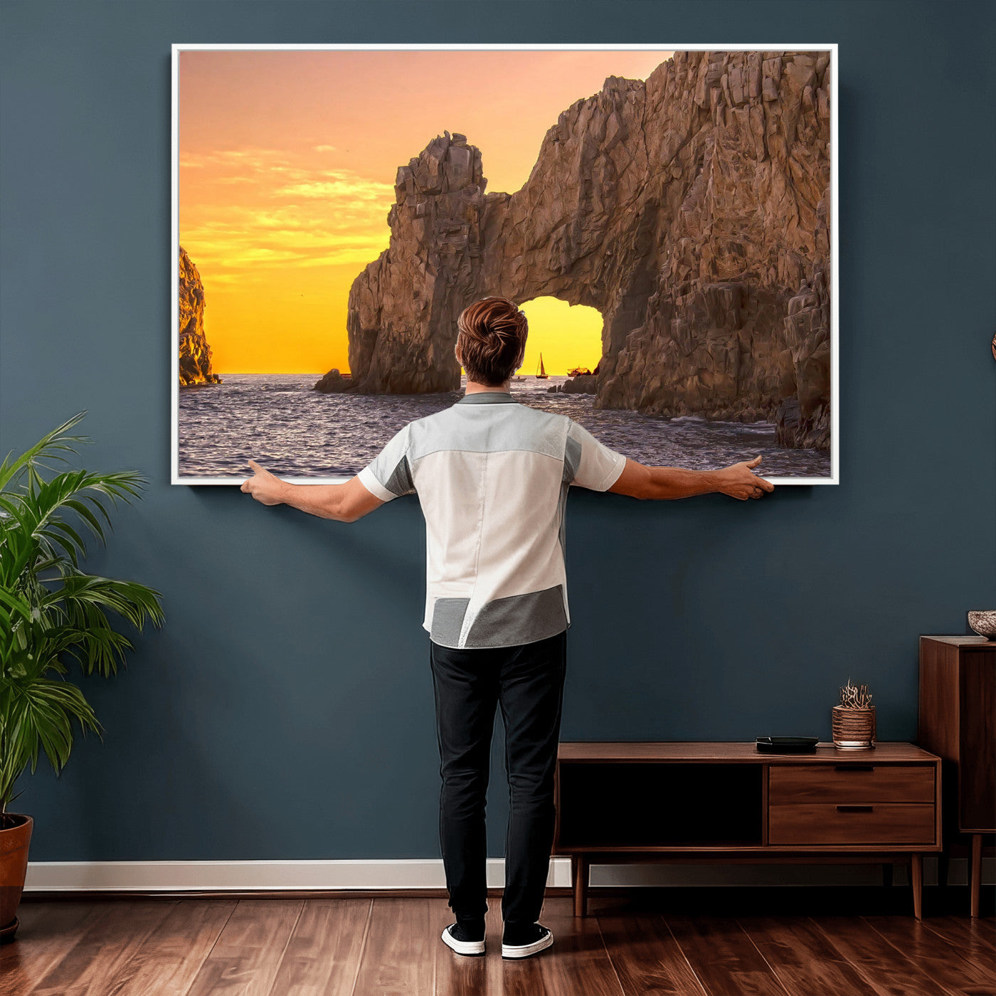 66414515-MGV-CV-36X24 - El Arco Cabo San Lucas Ocean Arch Wall Art Canvas Print, Baja California Rock Arch Seascape Canvas Print, Mexico Coastal Landmark Scenic Art Printing