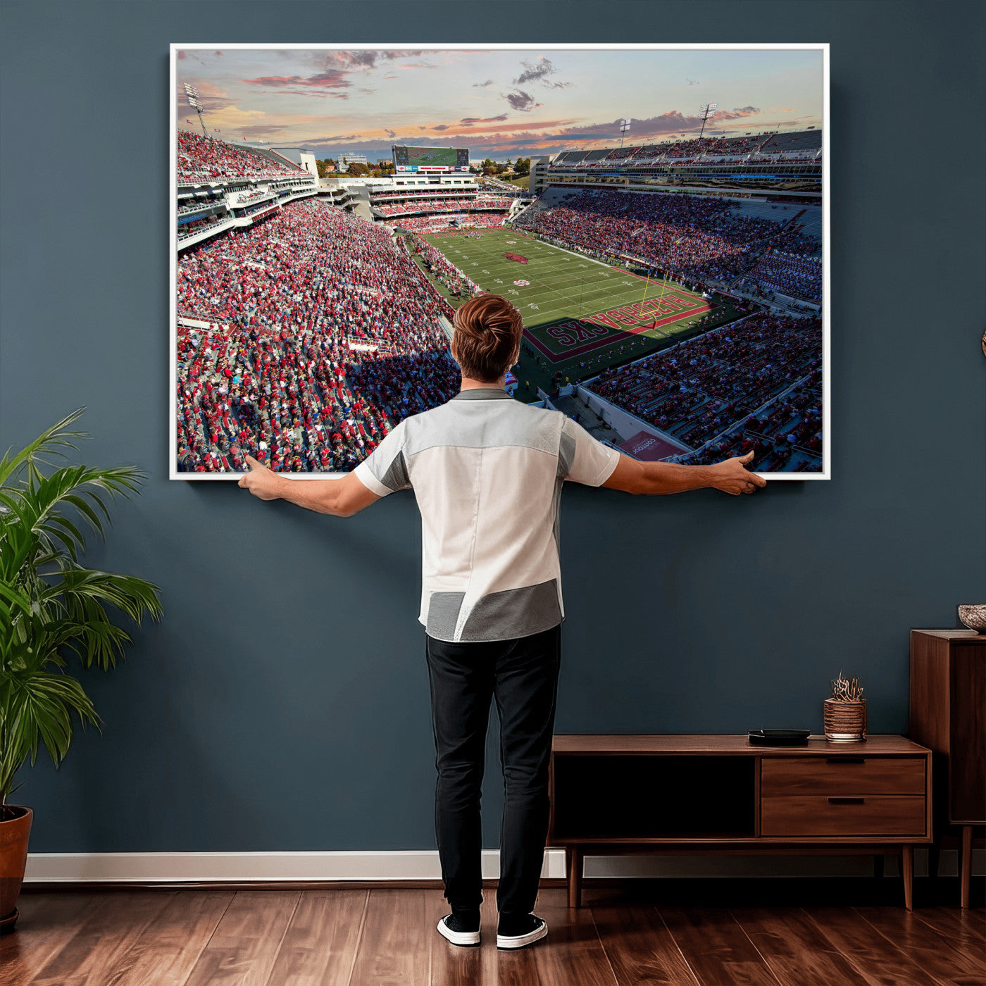 46571211-MGV-CV-36X24 - Donald W. Reynolds Razorback Stadium Wall Art Canvas Print – Arkansas Razorbacks Football Artwork for Home, Office, and Sports Room Decor