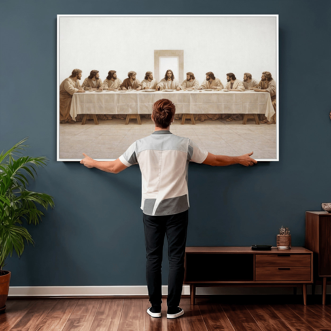 76380069-MGV-CV-36X24 - The Last Supper Wall Art Canvas Print, Jesus Christ Biblical Scene Canvas Print, Christian Religious Artwork for Church Living Room Decor