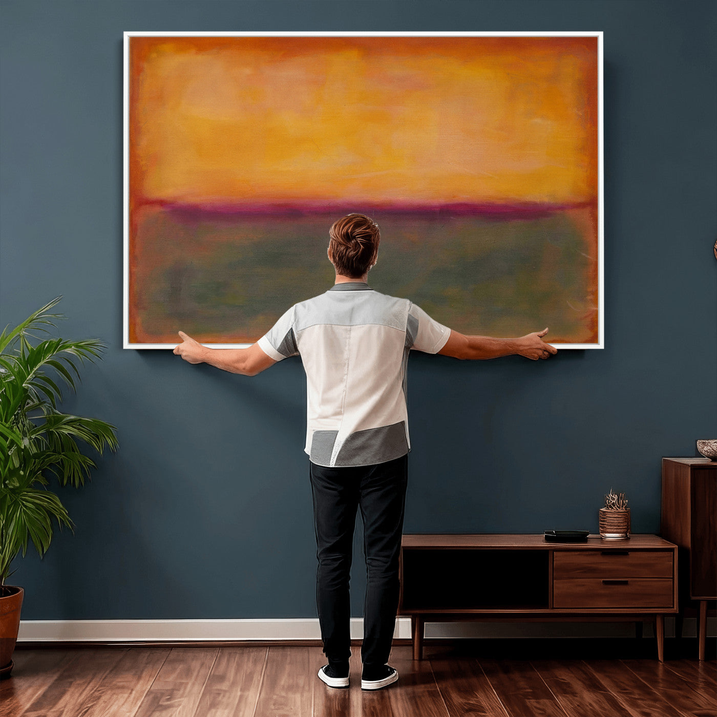 21628300-MGV-CV-36X24 - Abstract Color Field Wall Art Canvas Print, Framed Minimalist Horizon Artwork for Living Room Bedroom Office