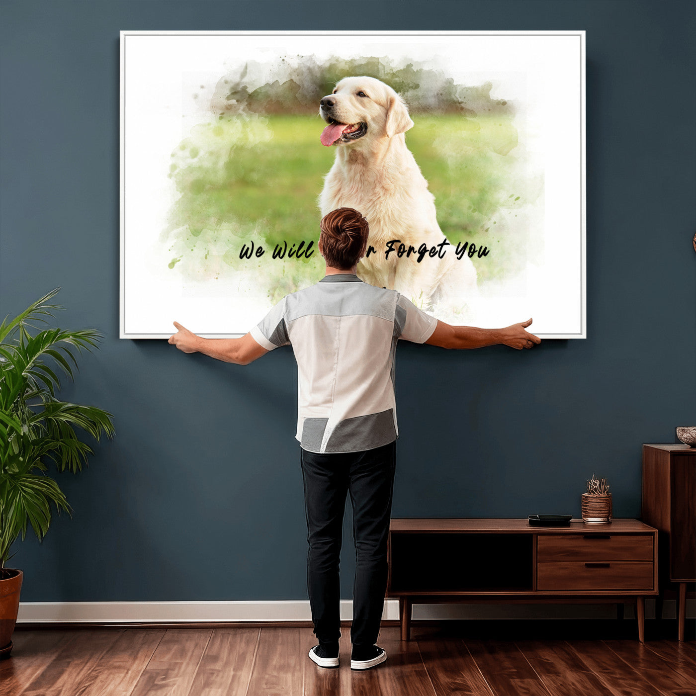 38460512-MGV-CV-36X24 - Abstract Pet Memorial Wall Art Canvas Print, Custom Dog Memorial Portrait, Personalized Angel Pet Loss Gift, Angel Wings Puppy Print