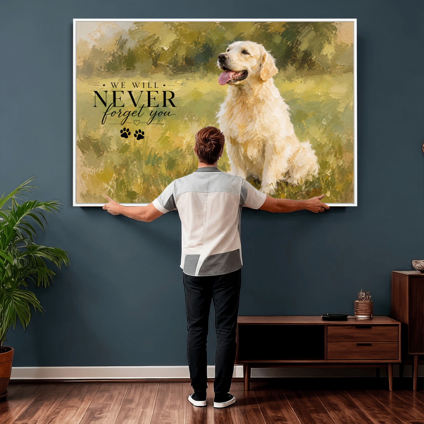 38460512P1-MGV-CV-36X24 - Oil Paint Style Pet Memorial Wall Art Canvas Print, Custom Dog Memorial Portrait, Personalized Angel Pet Loss Gift, Angel Wings Puppy Print
