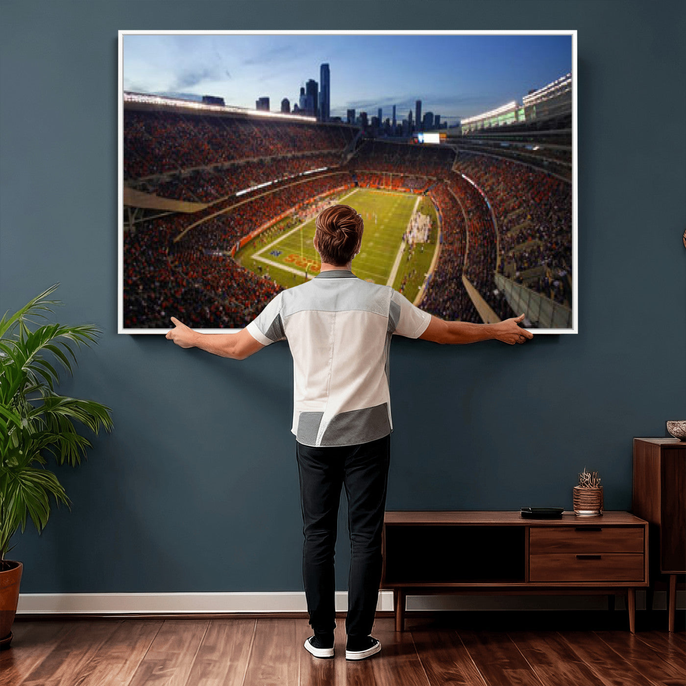 50691720-MGV-CV-36X24 - Chicago Bears Soldier Field Canvas Wall Art, NFL Stadium Panorama Print, Football Arena Photography for Sports Fans