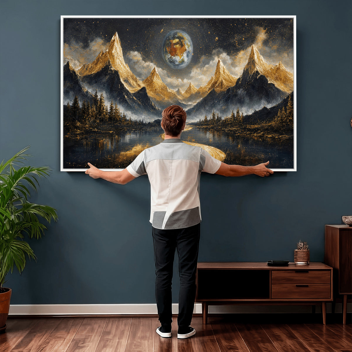 34202127-MGV-CV-36X24 - Abstract Mountain Wall Art Canvas Print Modern Landscape Painting Print