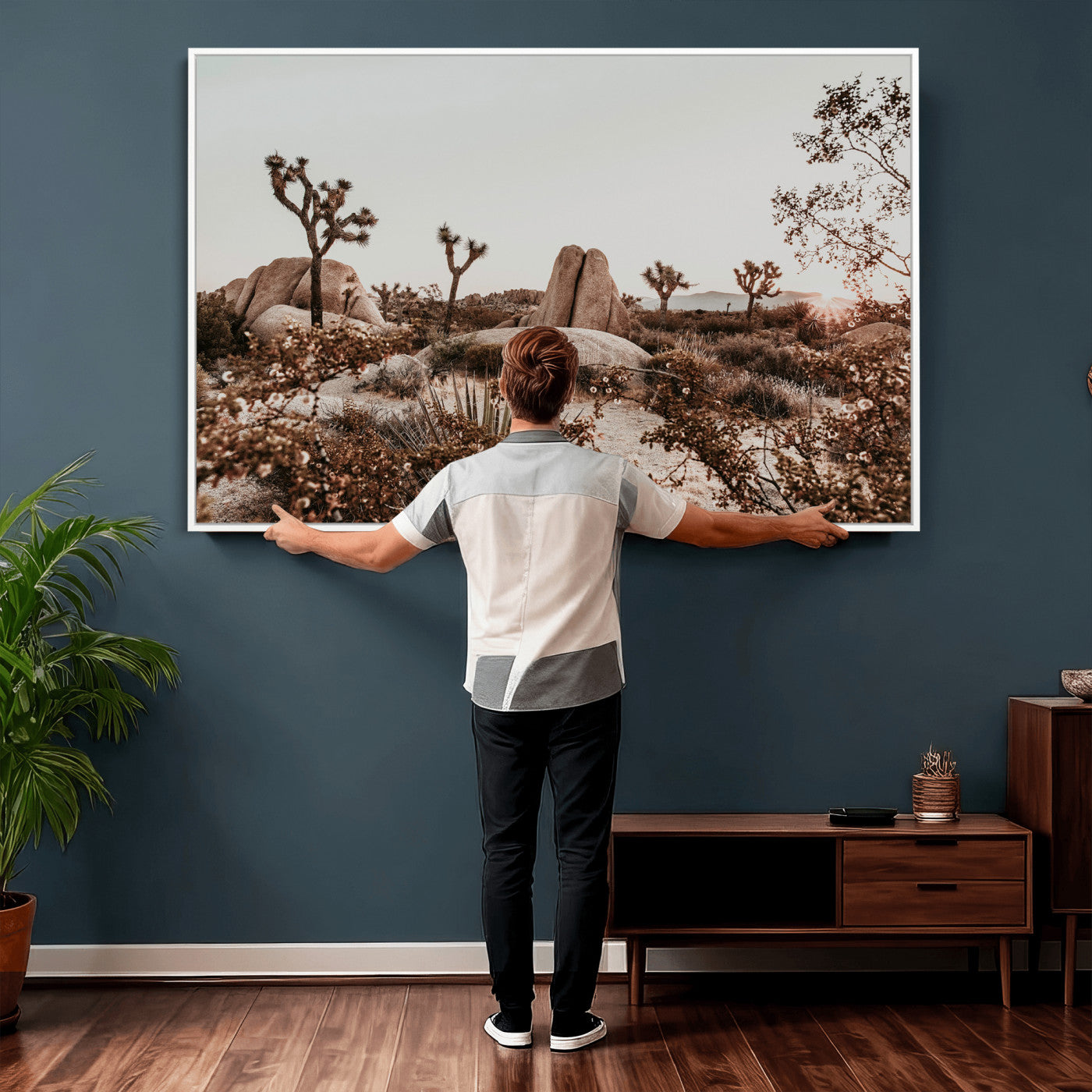 75778944-MGV-CV-36X24 - Joshua Tree Desert Canvas Wall Art Print | Desert Landscape Photography, Boho Southwest Wall Decor, Nature Canvas - Ready to Hang