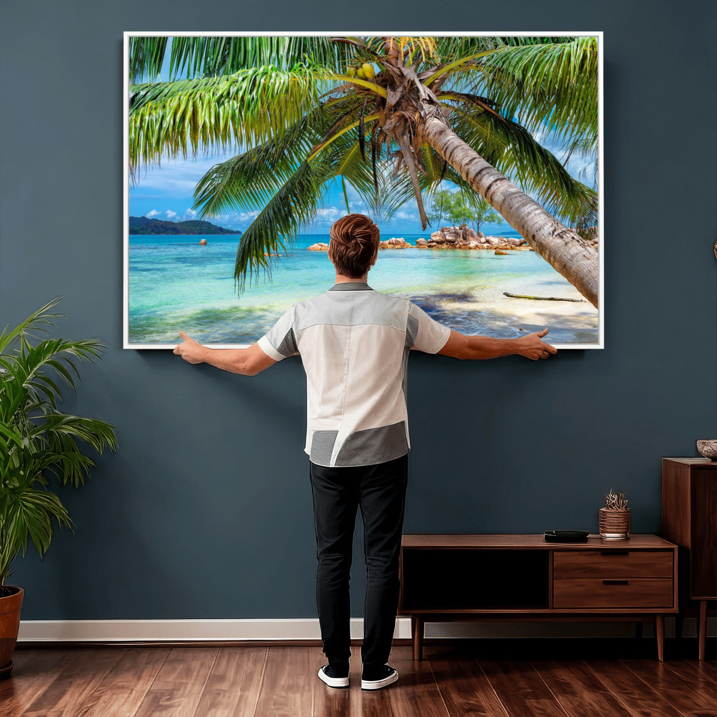 86824715-MGV-CV-36X24 - Seychelles Beach Canvas Wall Art - Anse Volbert Praslin Island Print