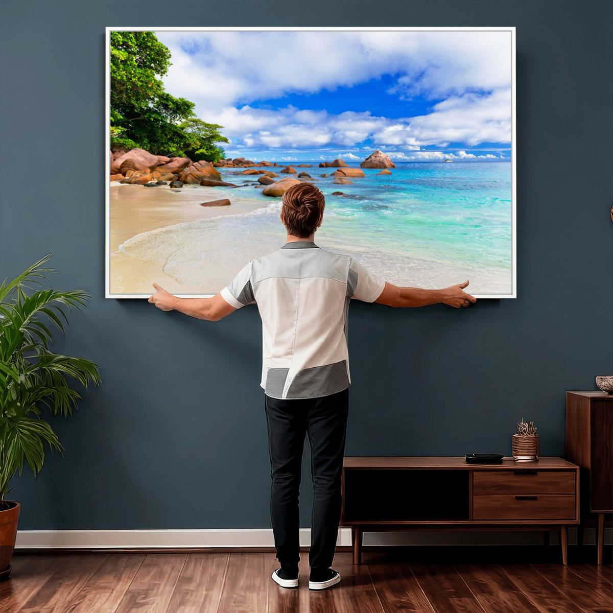 81980382-MGV-CV-36X24 - Seychelles Beach Canvas Wall Art - Anse Intendance Turquoise Ocean Print