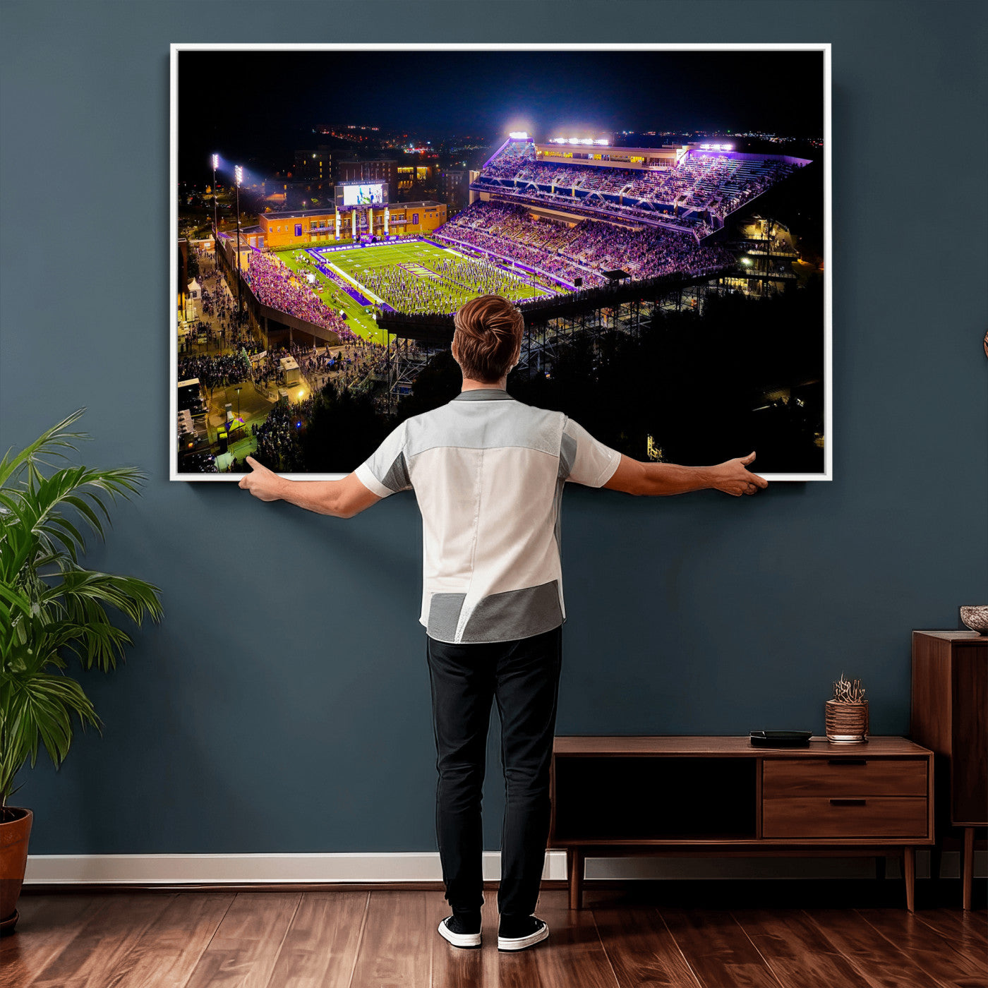 400867JMU2-MGV-CV-36X24 - JMU Stadium Wall Art Canvas Print for Game Room Decor - James Madison University Stadium