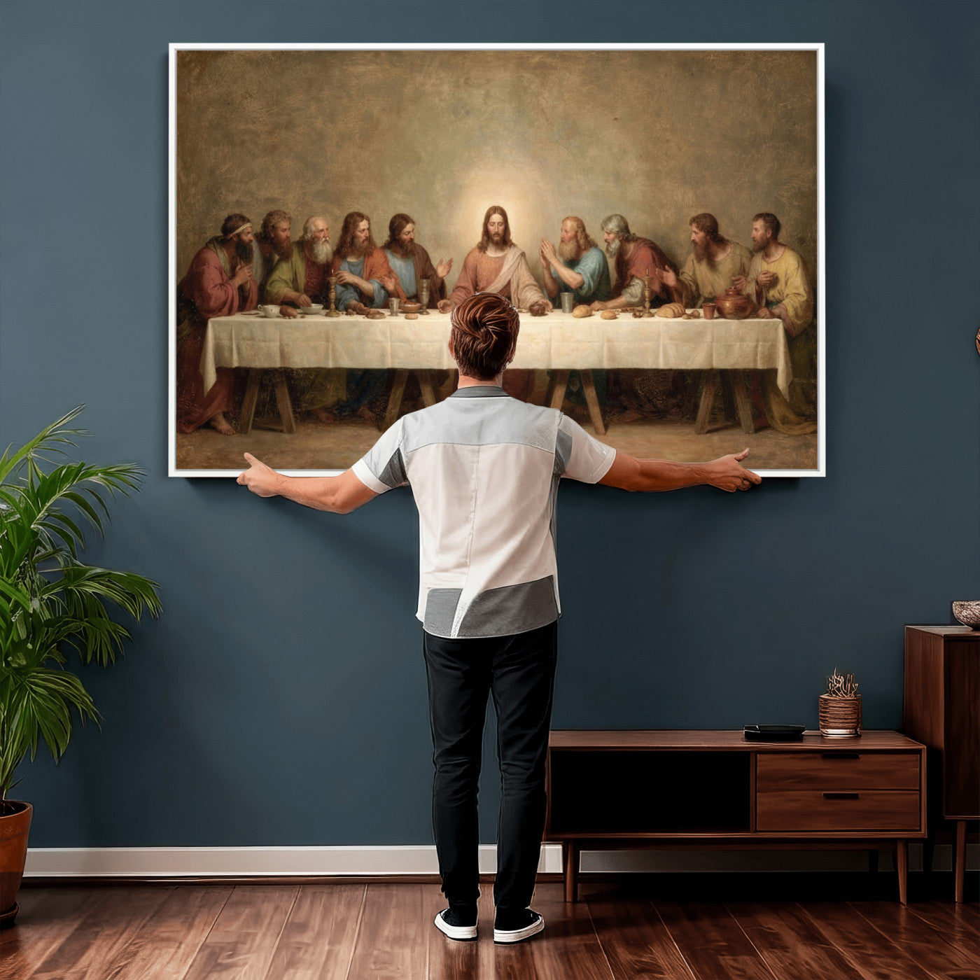 50761248-MGV-CV-36X24 - The Last Supper of Jesus Christ Wall Art Canvas Print - Classical Christian Faith Home Decor