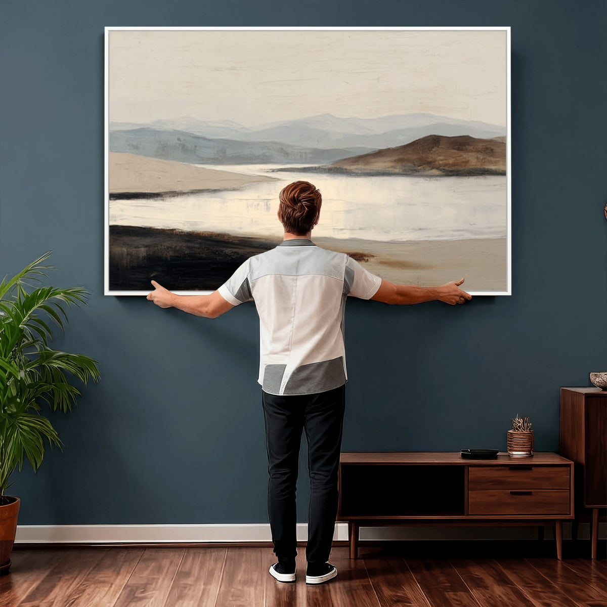 36873679-MGV-CV-36X24 - Modern Abstract Landscape Canvas Wall Art, Minimalist Nature Printing