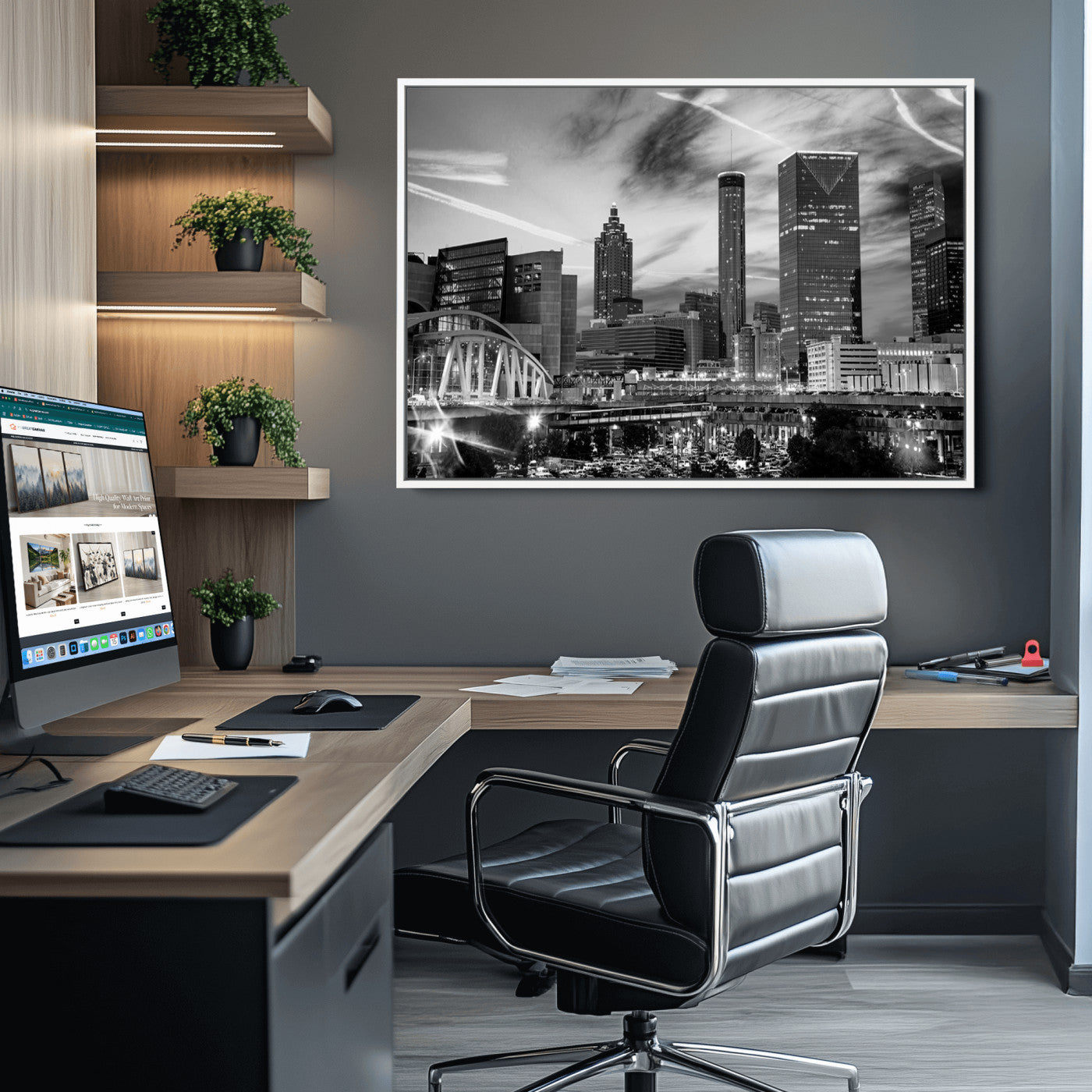 34800-MGV-FC-36X24_White-Black and White Atlanta Wall Art Canvas Print