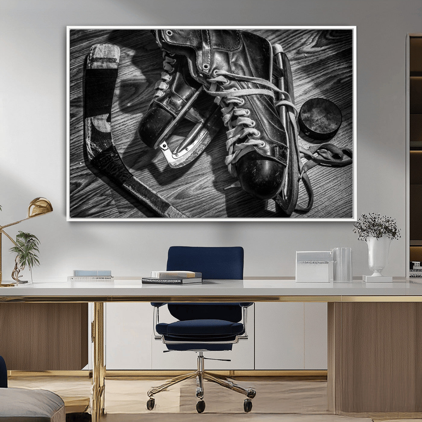 20553-MGV-CV-36X24-Old Pair of Mens Skates Wall Art Canvas, Men Skates Wall Art Print