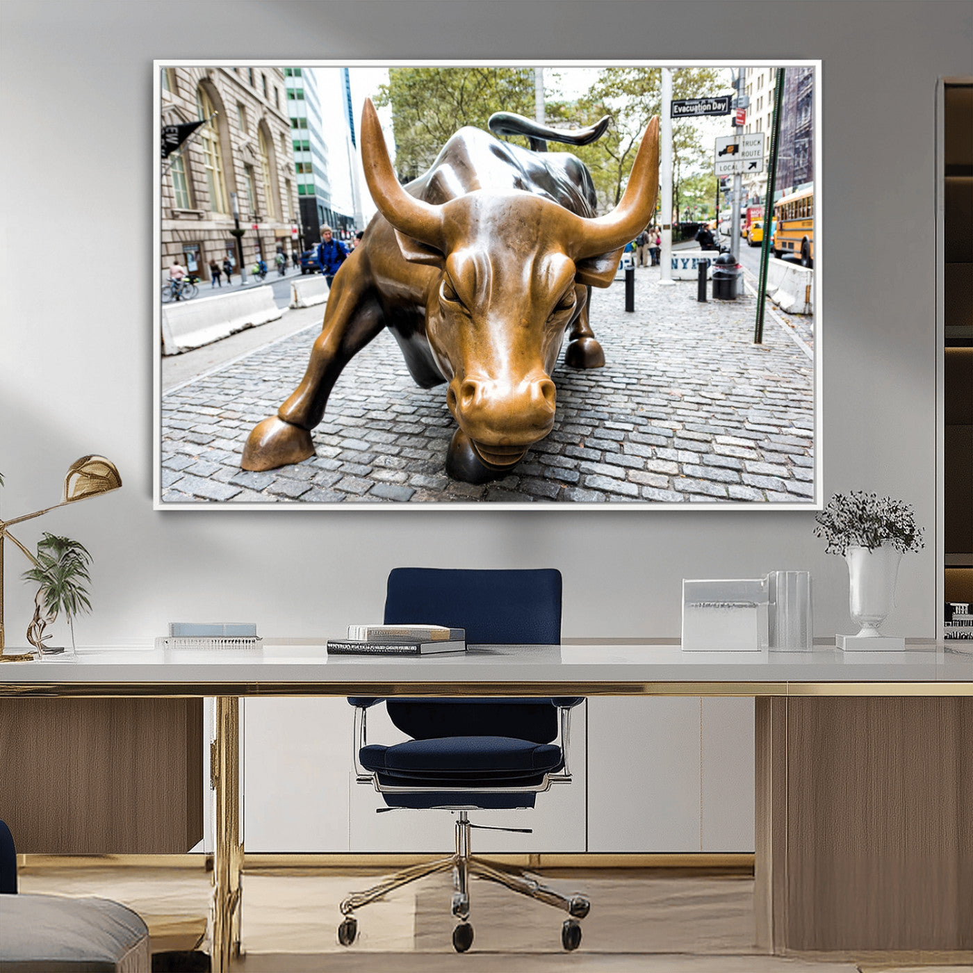 -Charging Bull Wall Art Canvas Print