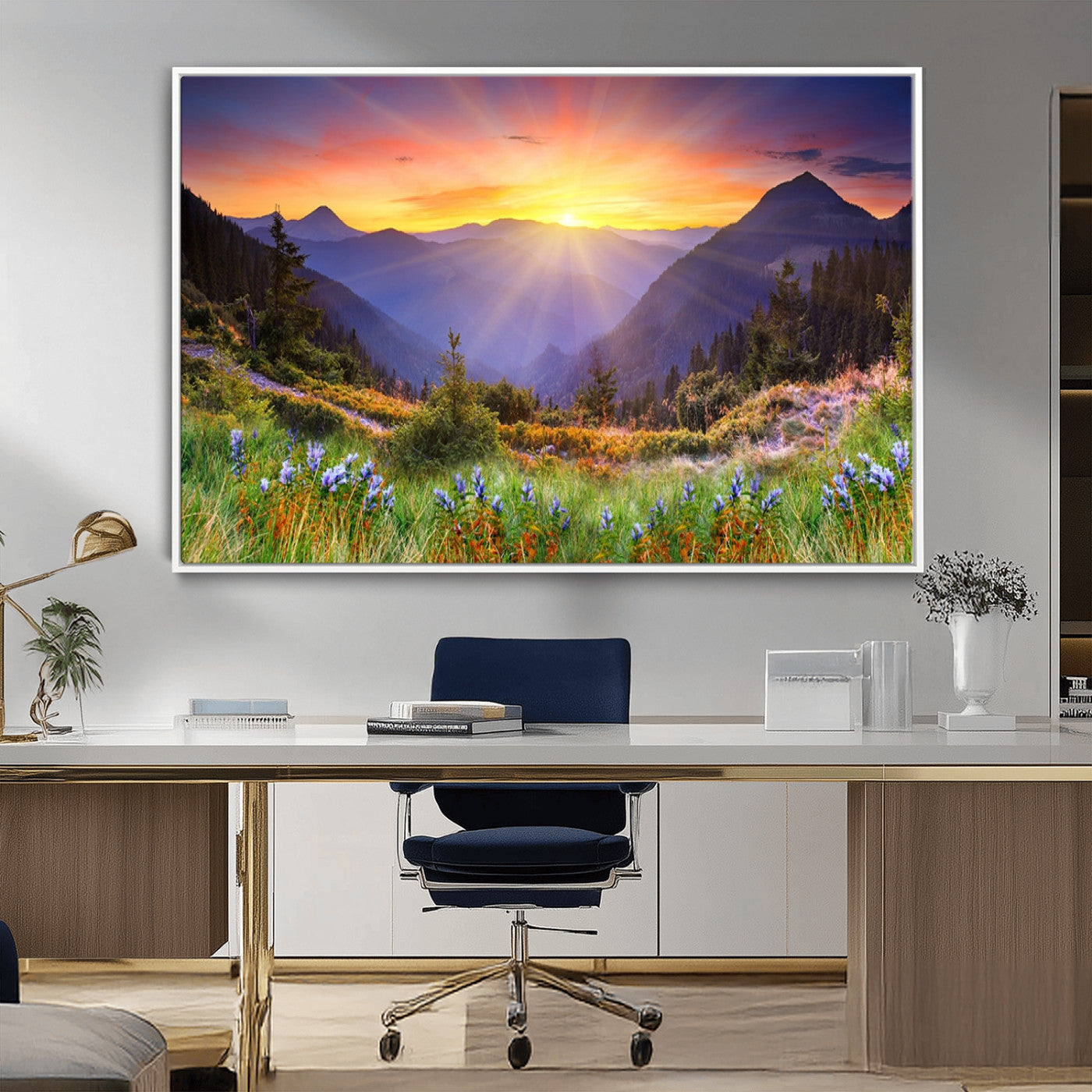 -Mountain and Spring Wall Art Canvas Print