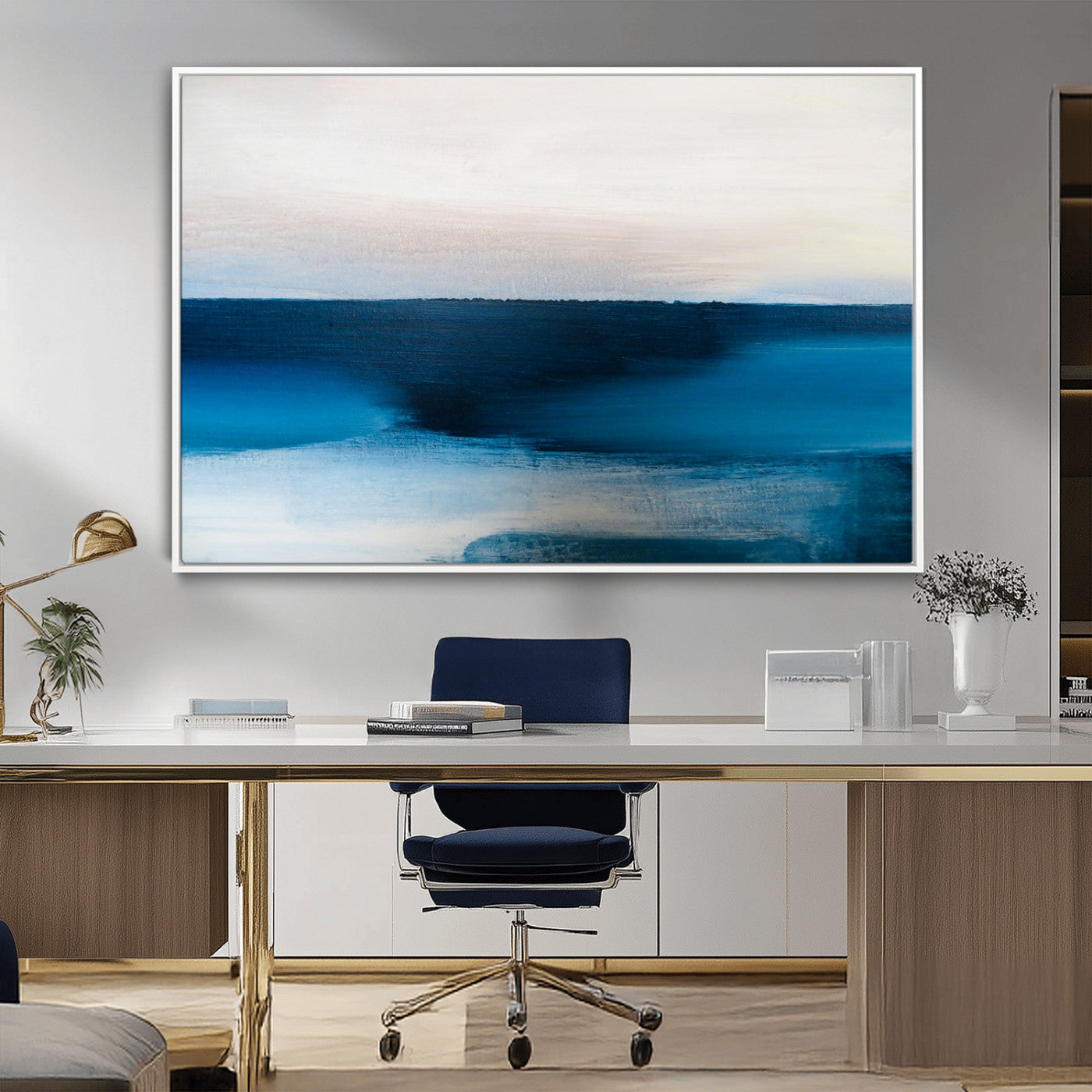 72452-MGV-FC-36X24_White-Dark Blue Abstract Wall Art Canvas Print
