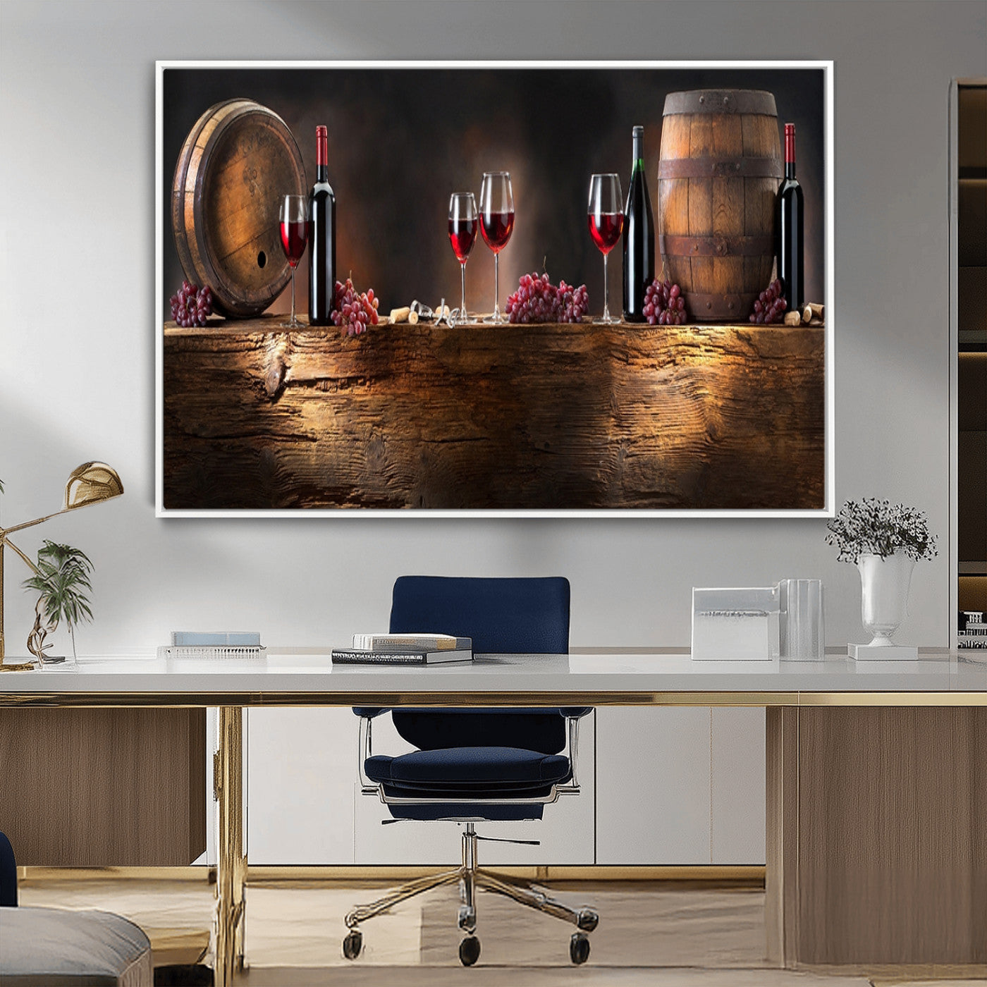 -Wine and Barrels Wall Art Canvas Print