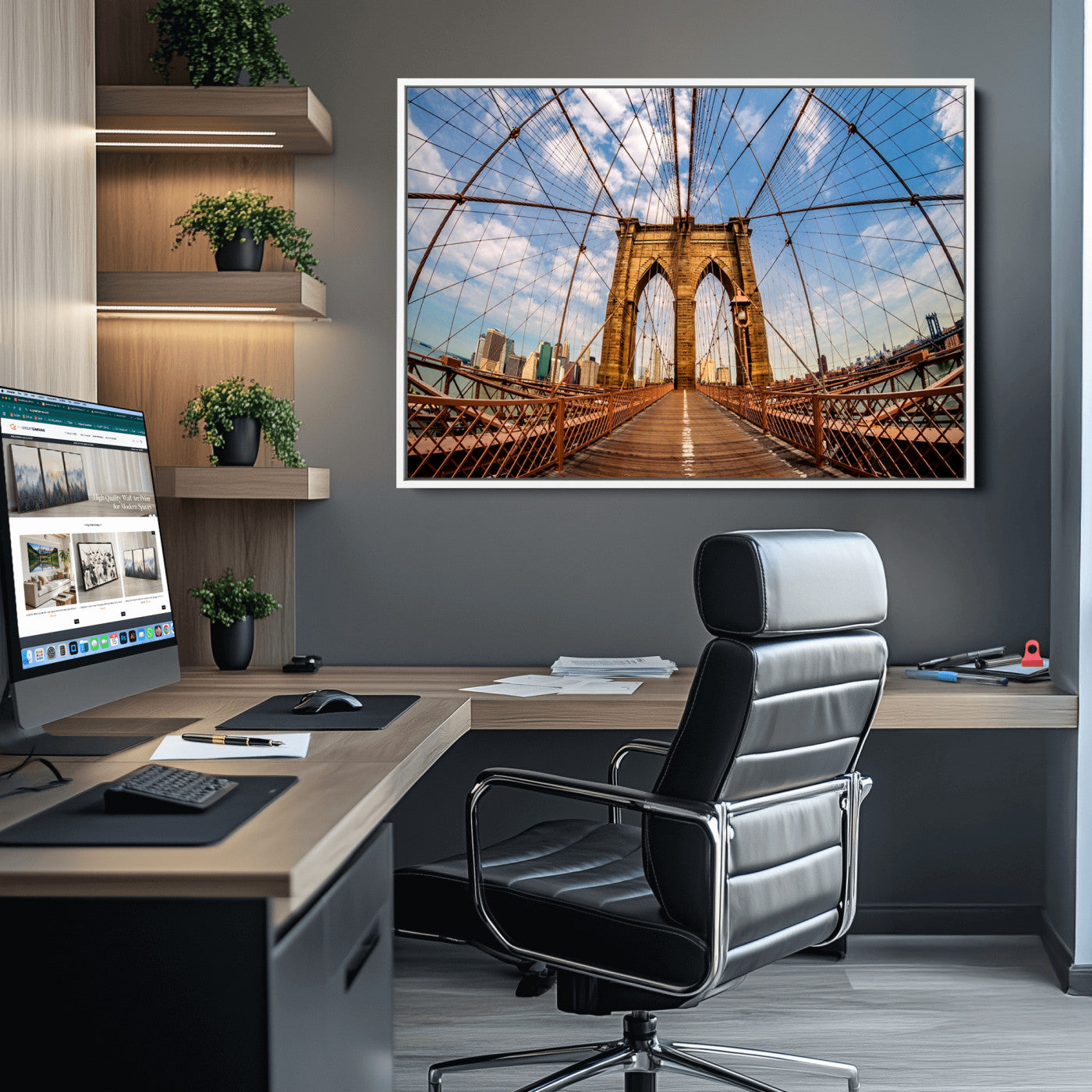 -Brooklyn Bridge Manhattan Wall Art Canvas Print
