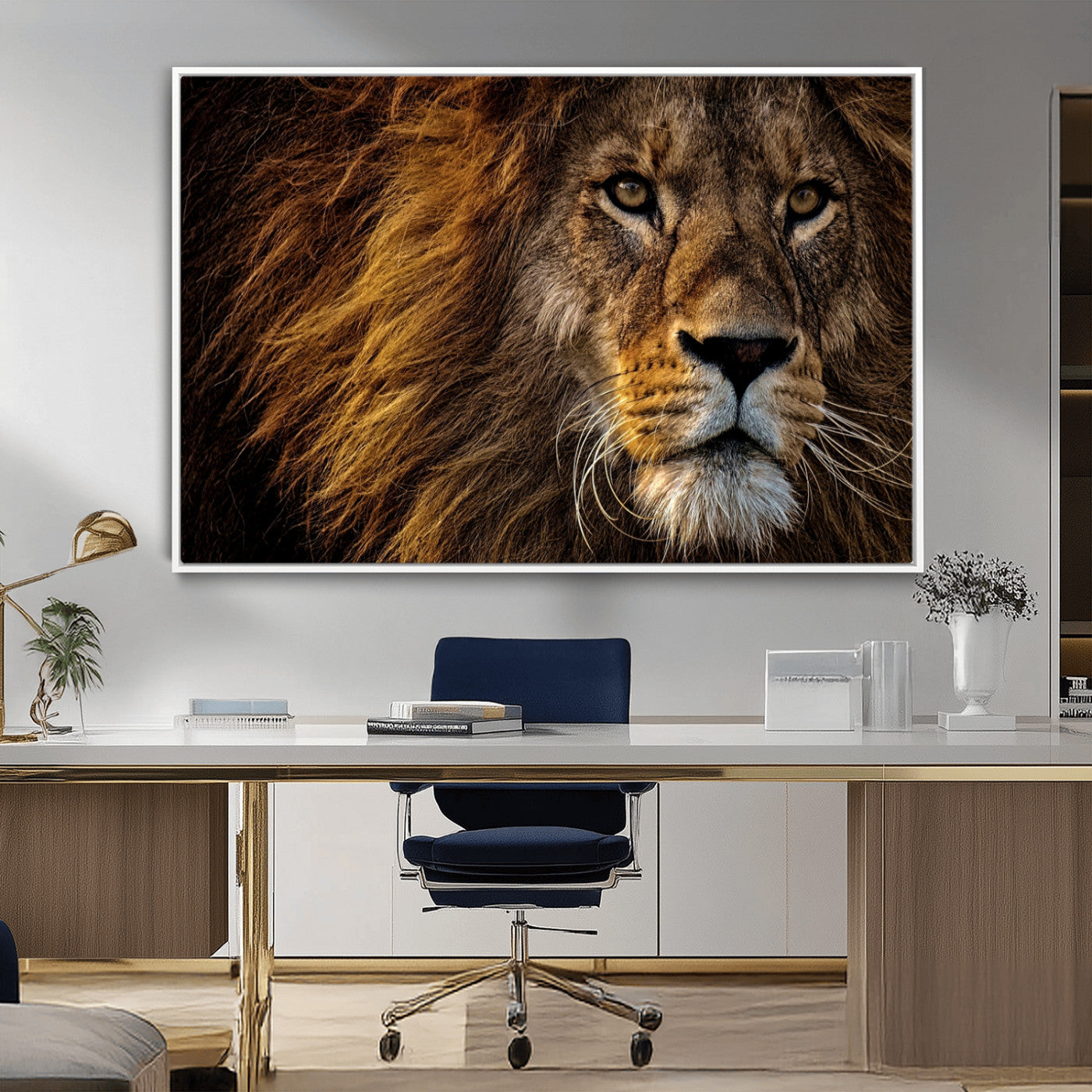 -Mighty Lion Wall Art Canvas Print – Majestic Animal Portrait Artwork for Home, Office, Living Room, Guest Room