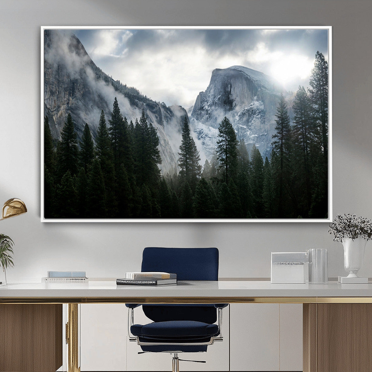 98725-MGV-FC-36X24_White-Wall Art Foggy Forest Landscape Canvas Print