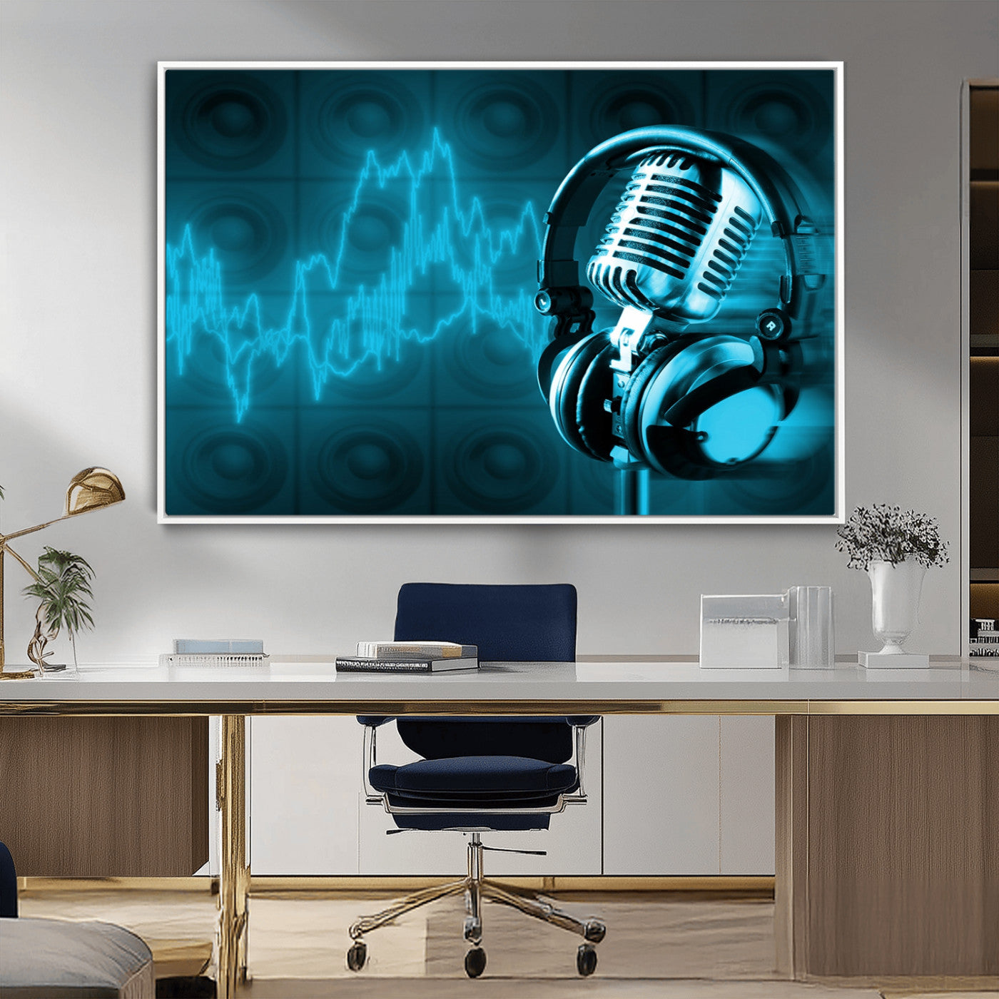 -Music and Microphone Wall Art Canvas Print