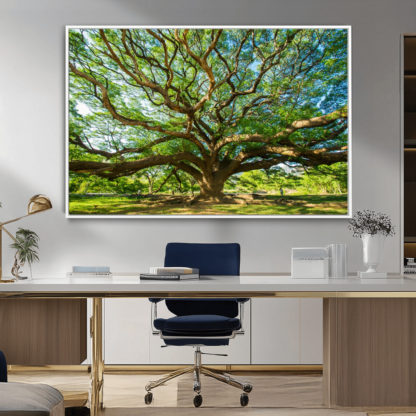 70569-MGV-CV-36X24-Majestic Oak Tree Wall Art – Serene Nature Canvas Print with Spreading Branches, Tranquil Forest Landscape Decor for Living Room or Office