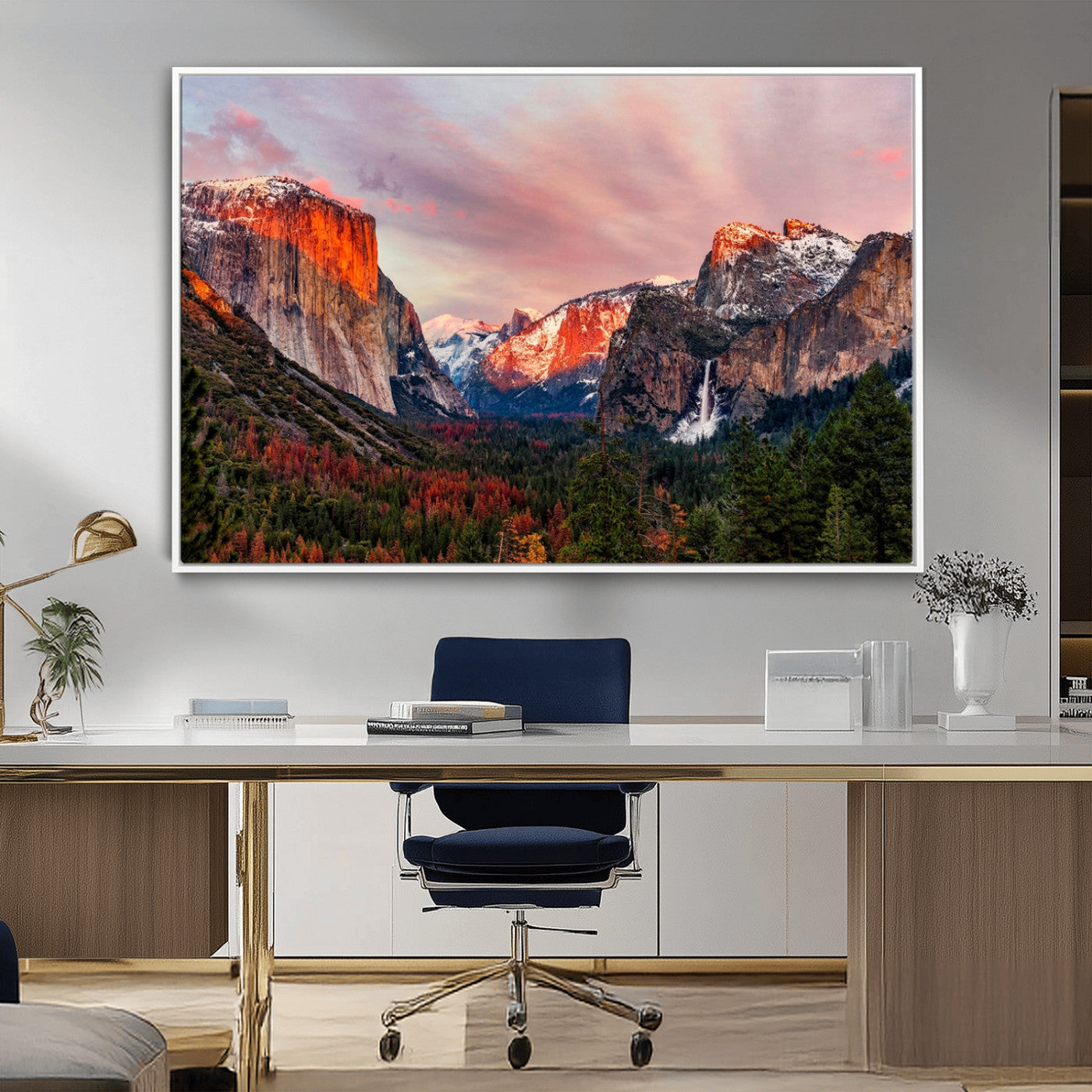 92086-MGV-FC-36X24_White-Yosemite Half Dome Wall Art Canvas Print El Capitan