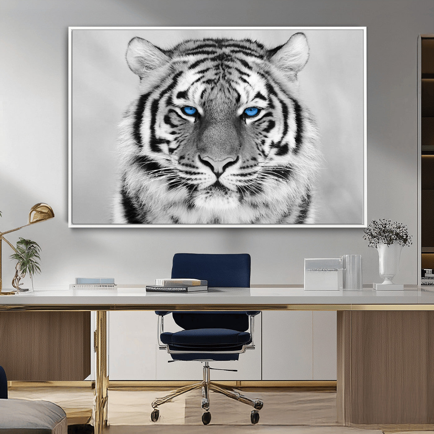 -Black and White Tiger Wall Art Animal Canvas Print