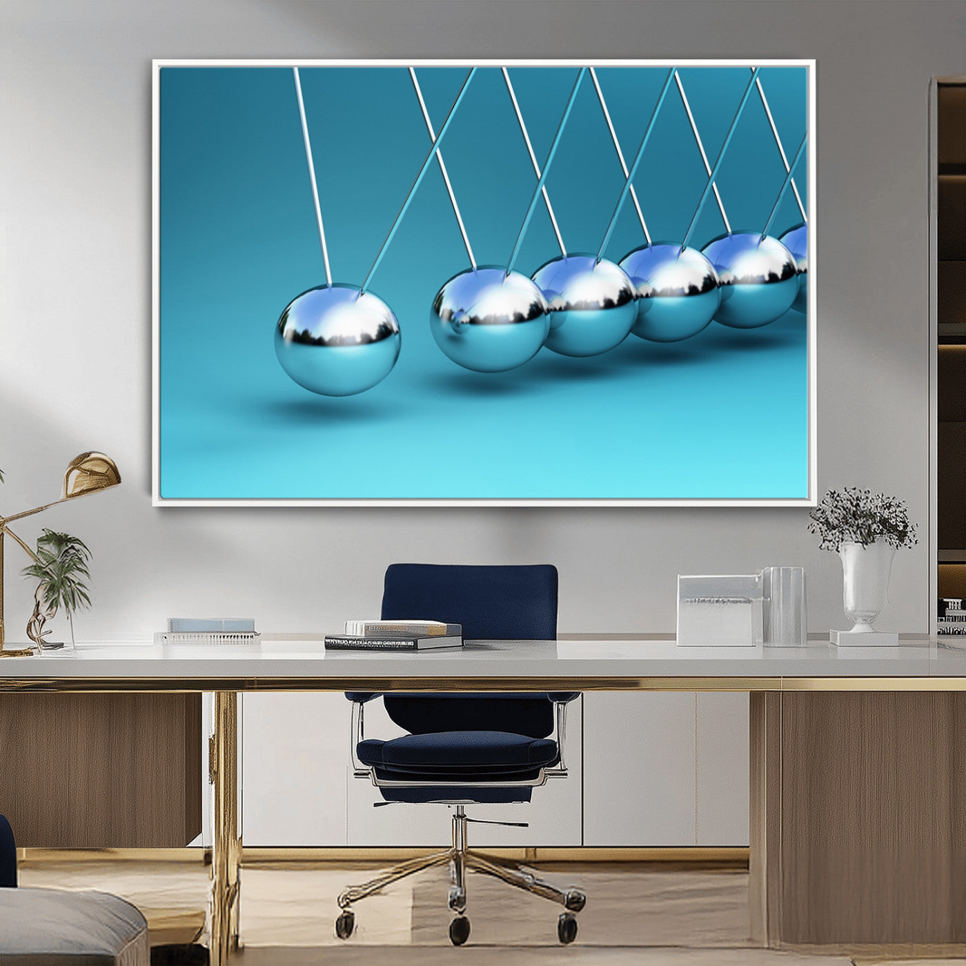 -Wall Art Newton's Cradle Canvas Print, Framed Newton Cradle Canvas Print