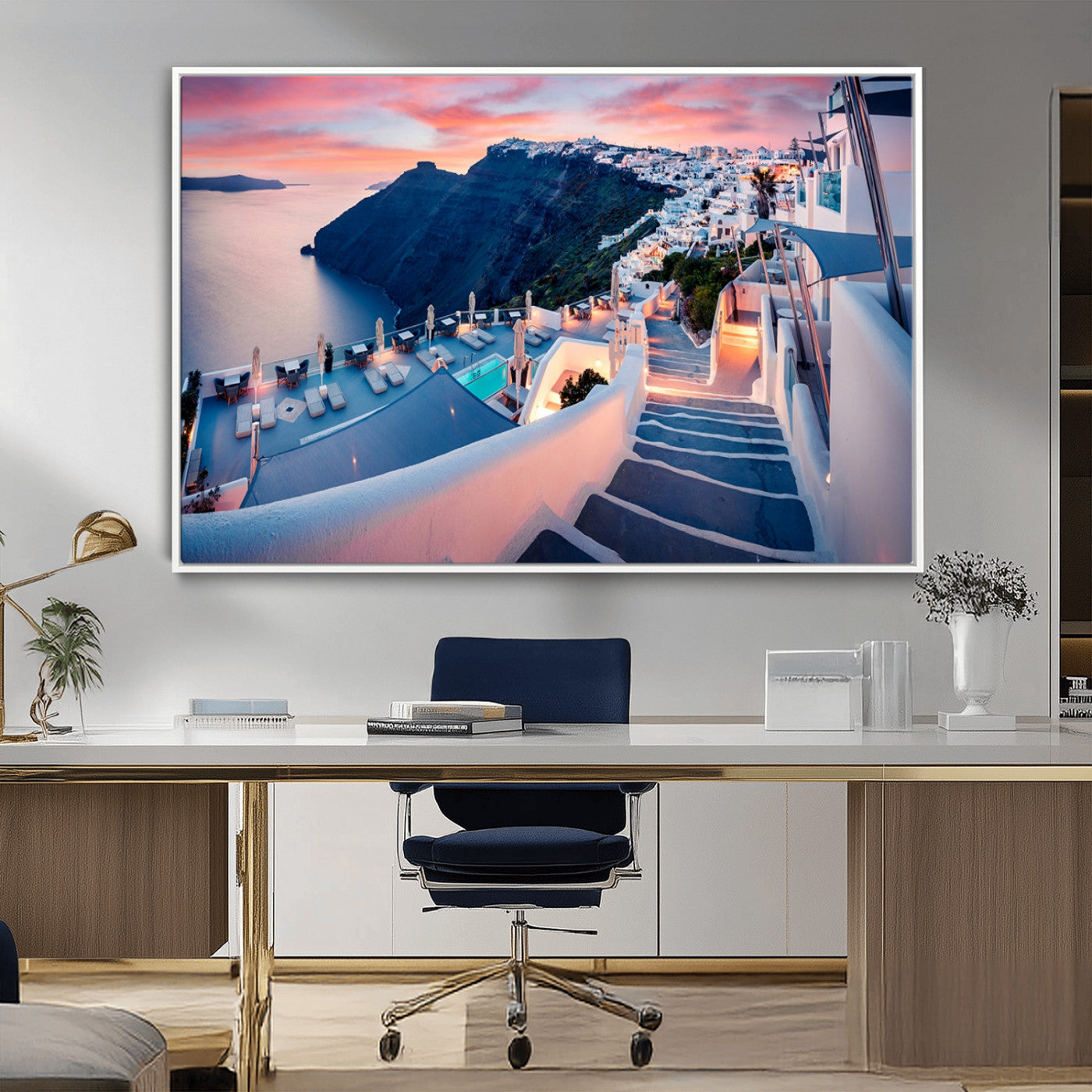 -Santorini Island Wall Art Canvas Print