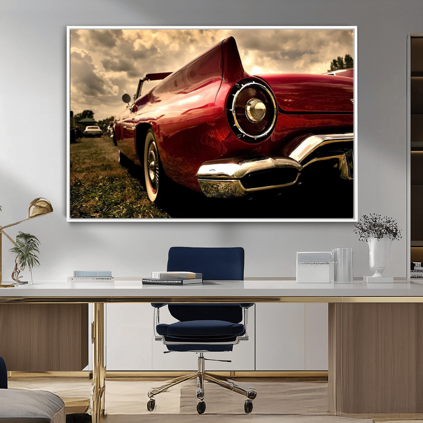 -Red Classic Car Wall Art Canvas Print
