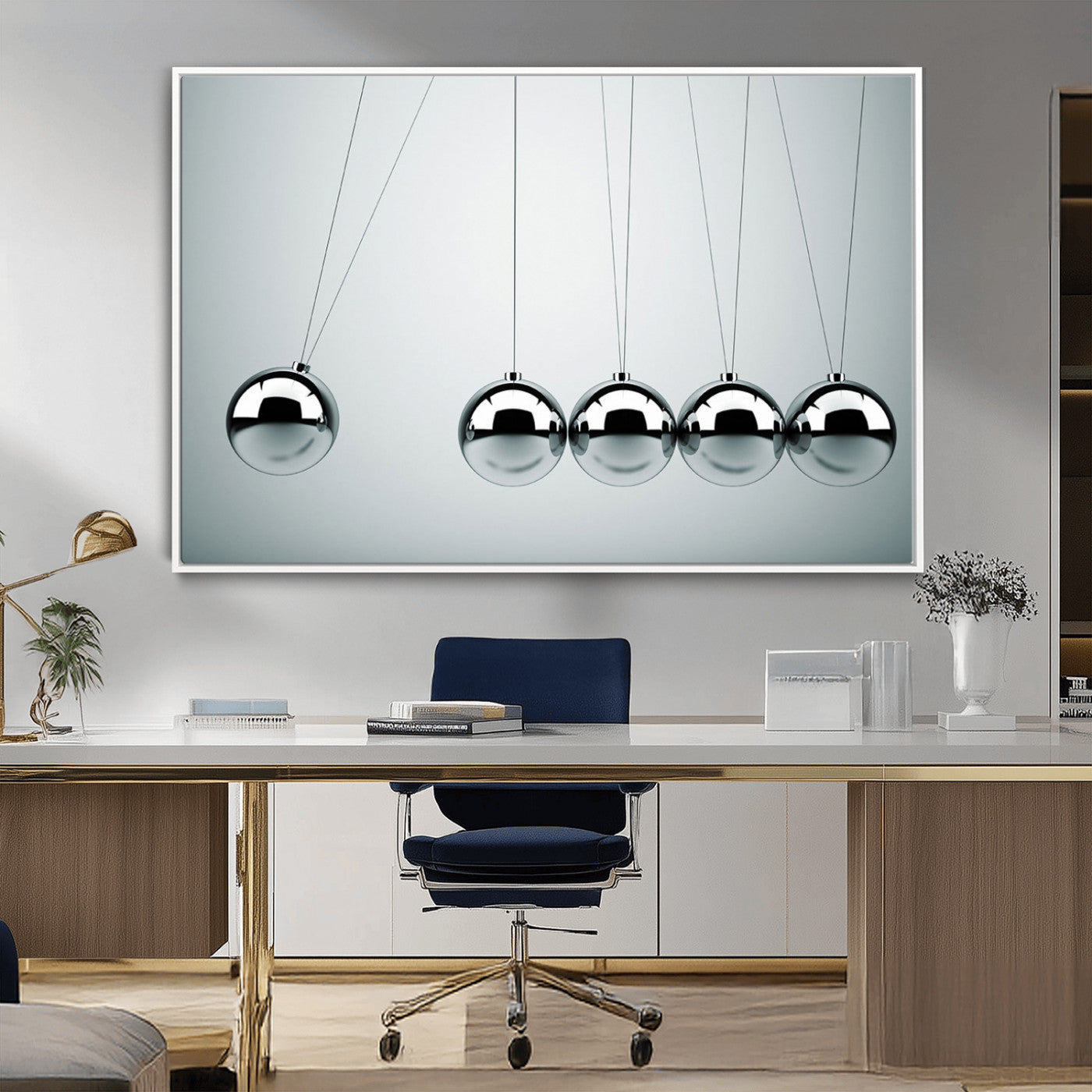 -Newton's Cradle Wall Art Canvas Print, Framed Newton Cradle Wall Art