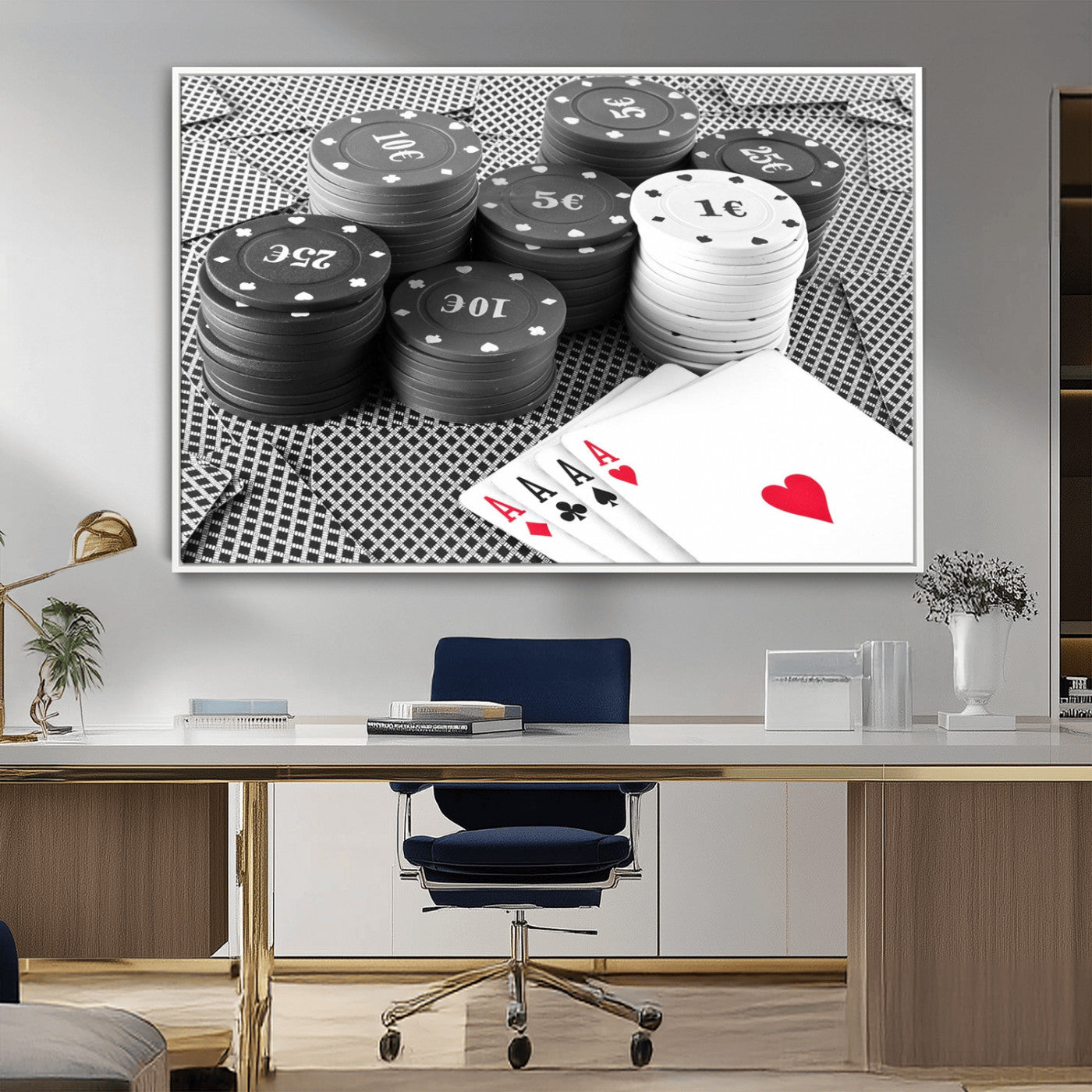 -Poker Game Cards Wall Art Canvas, Multi Panel Wall Art Canvas Print