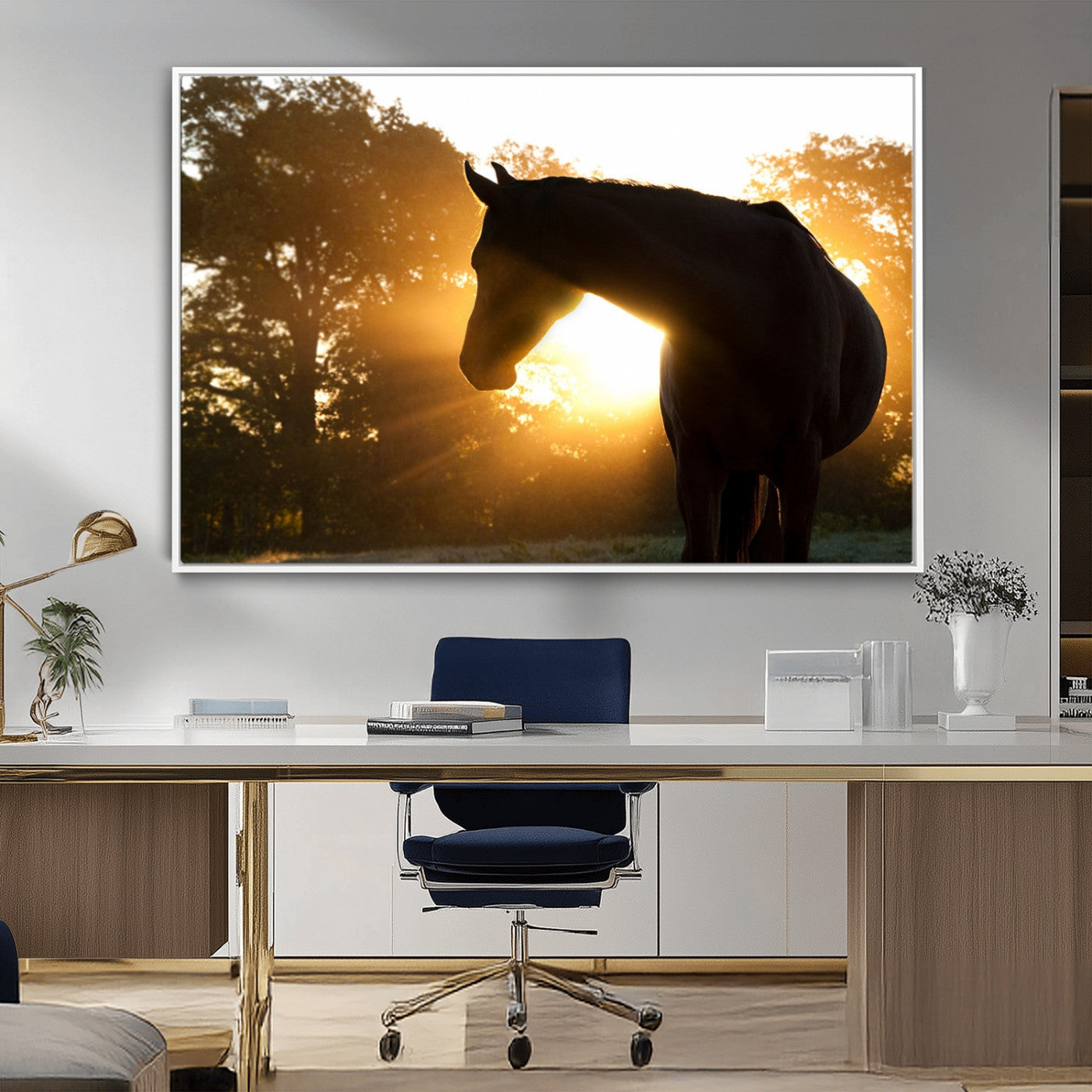 -Horse at Sunset Wall Art Animal Canvas Print