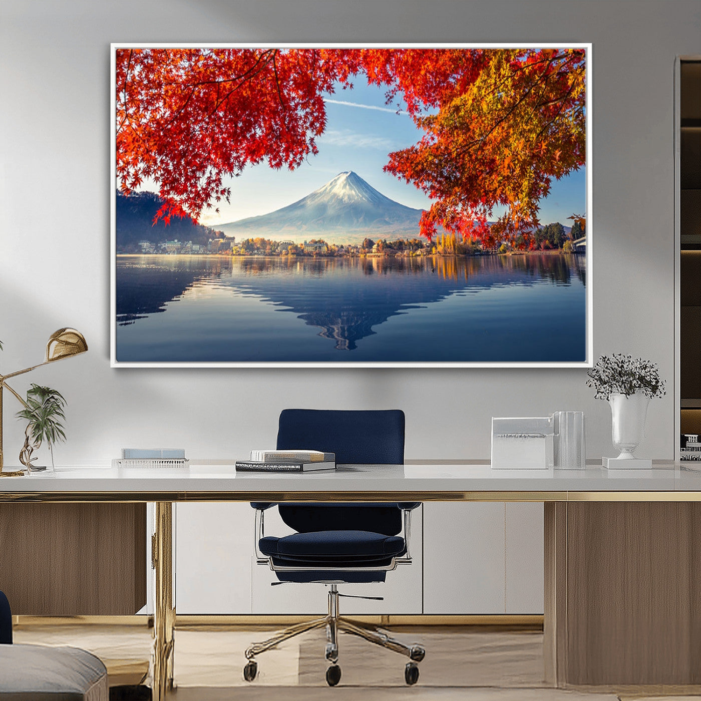 26428-MGV-FC-36X24_White-Mount Fuji Canvas Wall Art Japan Autumn Mountain Canvas Print Wall Art