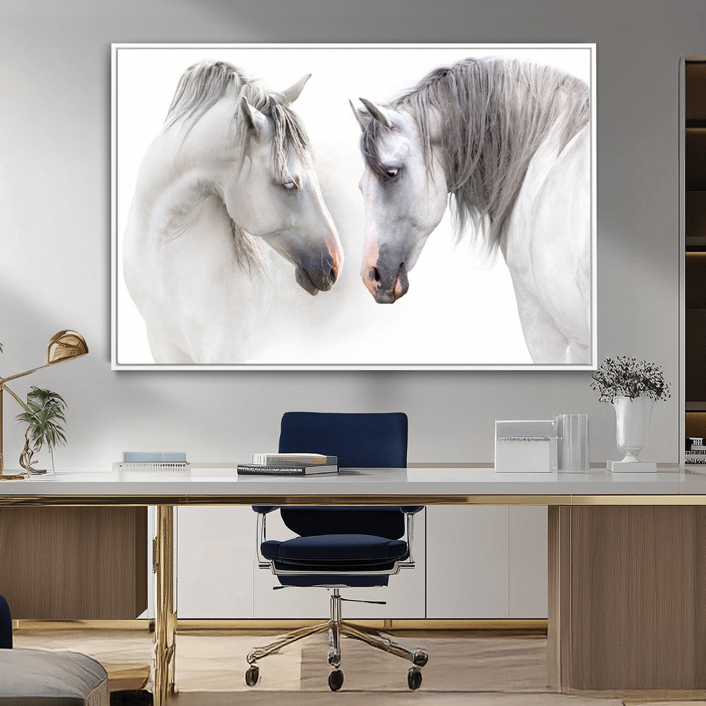 -White Horse Wall Art Animal Canvas Print