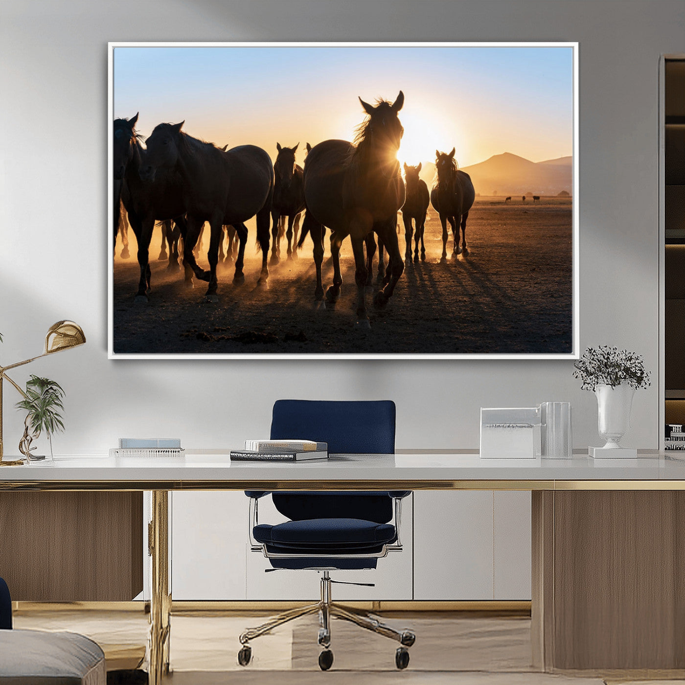 -Horse Herd Wall Art Animal Canvas Print