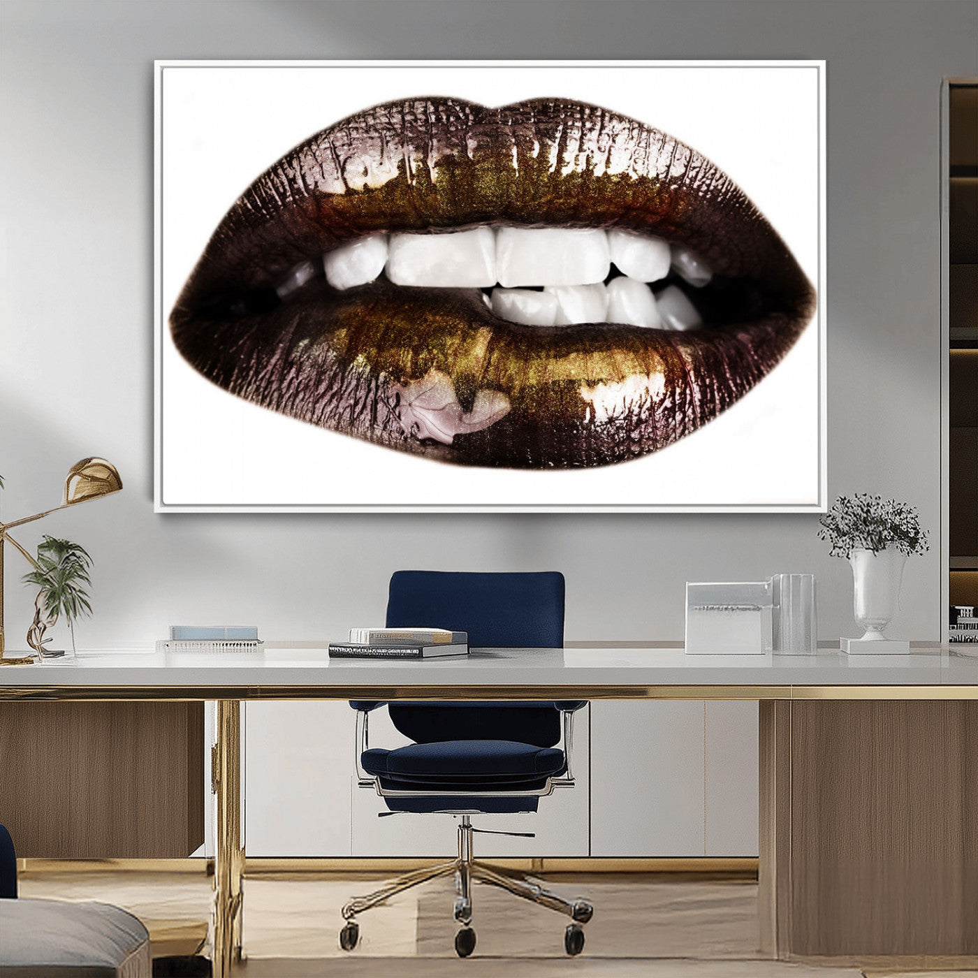 -Close Up Lips Wall Art Canvas Print
