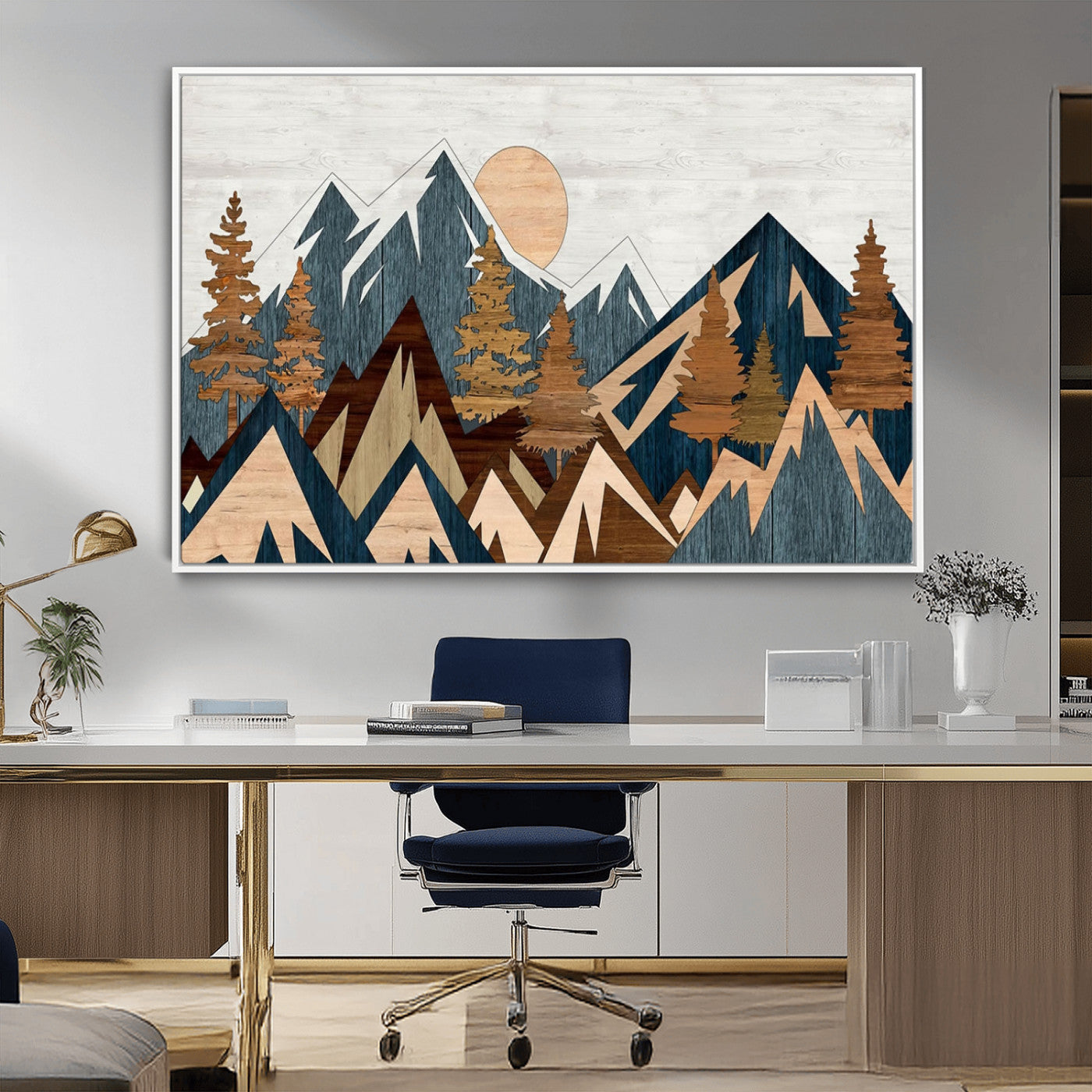 91467-MGV-FC-36X24_White-Abstract Wood Panel Effect Mountain Range Top Wall Art Canvas Print