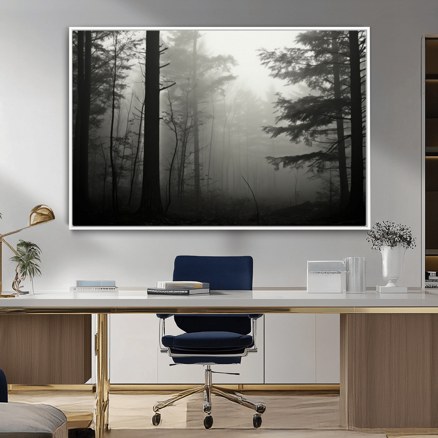 -Misty Forest Wall Art Premium Canvas Print a Foggy and Serene Atmosphere - Nature Wall Art