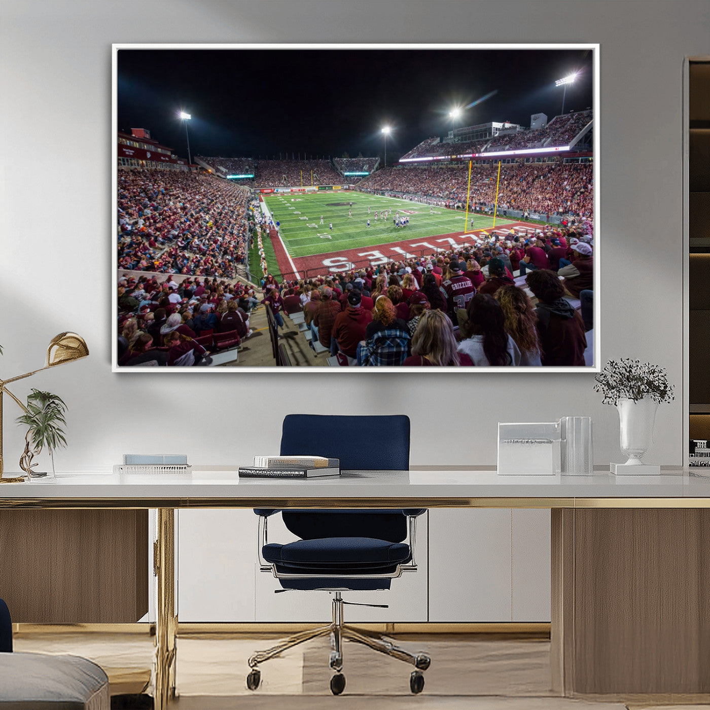 -American Football Wall Art Canvas Print Framed Stadium Sport Wall Art Print Iconic Game Day Decor for Home, Office