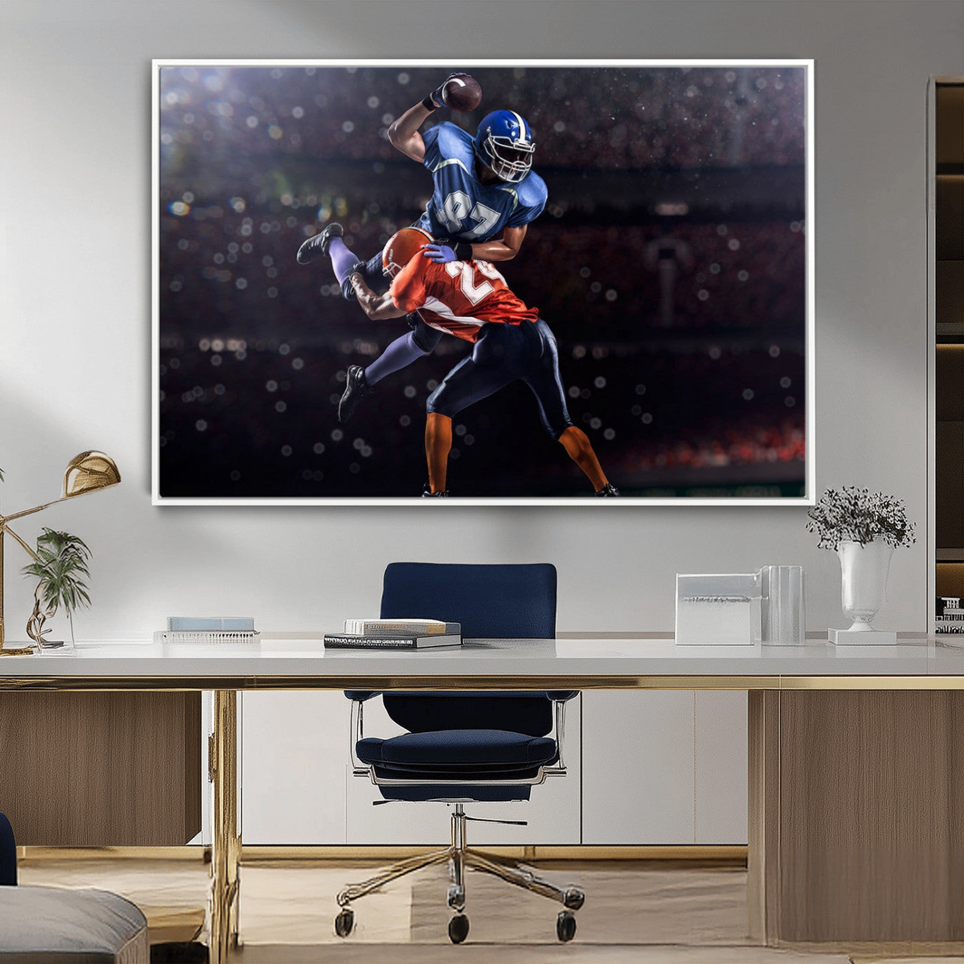 76491-MGV-CV-36X24-American Football Wall Art Canvas Print, Stadium Sport Wall Art Print